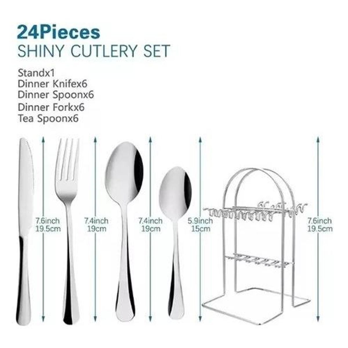 GENERICO - Set de Cubiertos de Acero Inoxidable de 24 Piezas