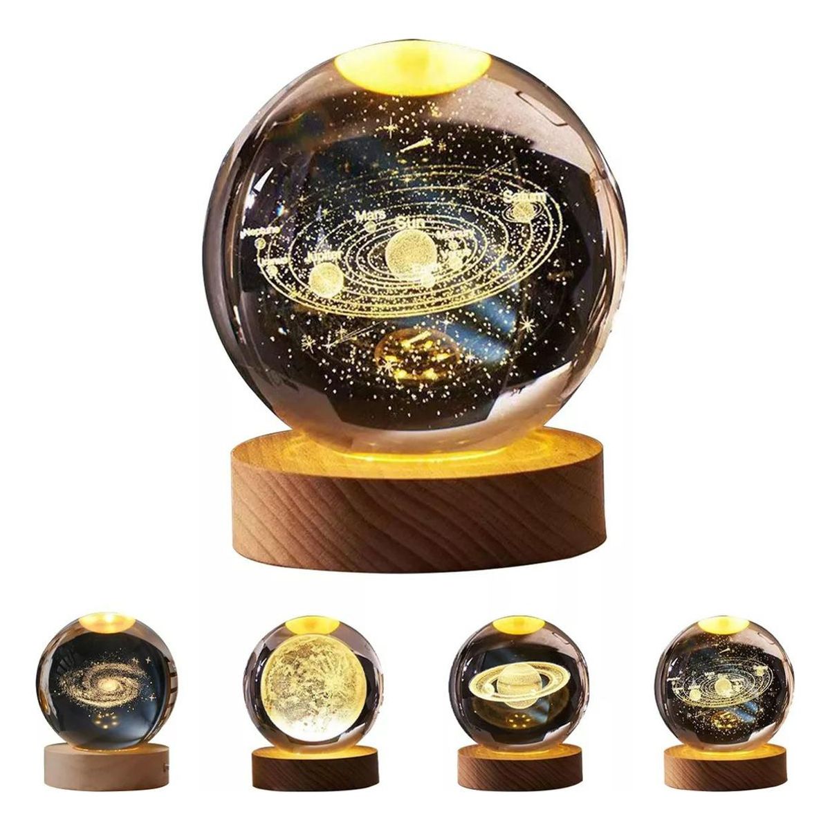 GENERICO - Bola de Cristal Brillante con Diseño de Planetas