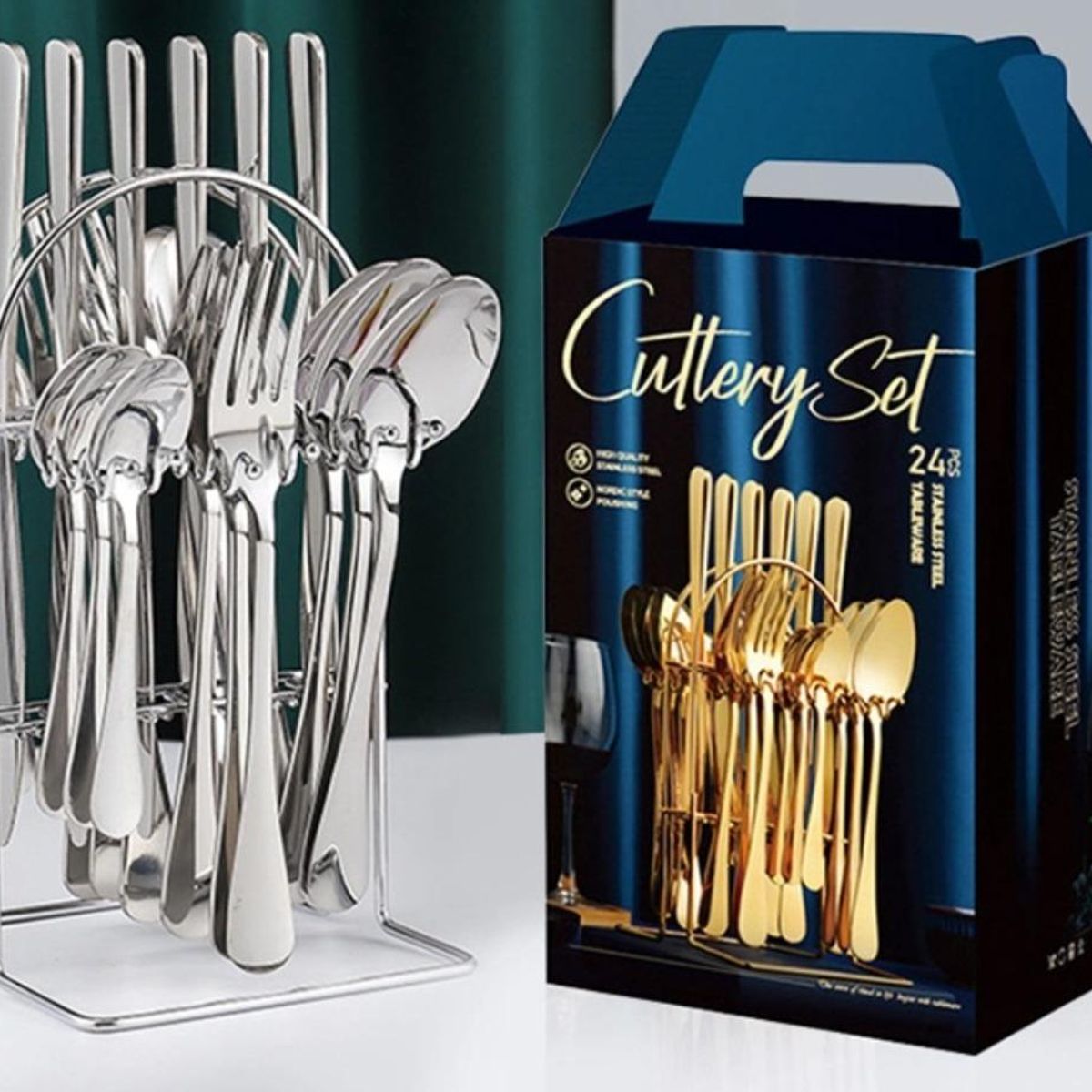 GENERICO - Set de 24 Piezas de Cuchillería de Acero Inoxidable