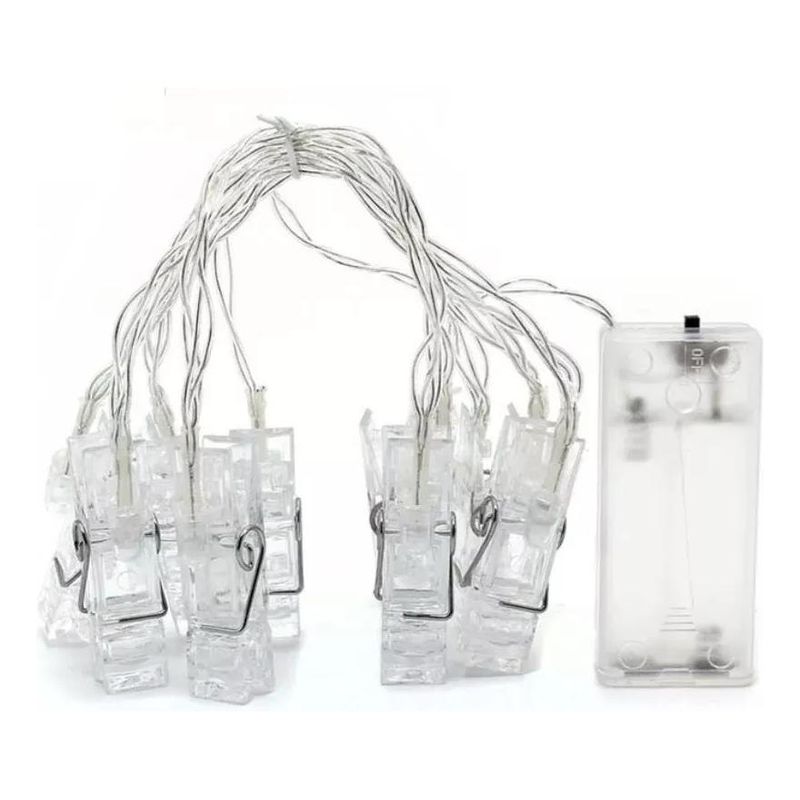 GENERICO - Guirnalda LED Clip 10 Pinzas para Fotos 2 Metros