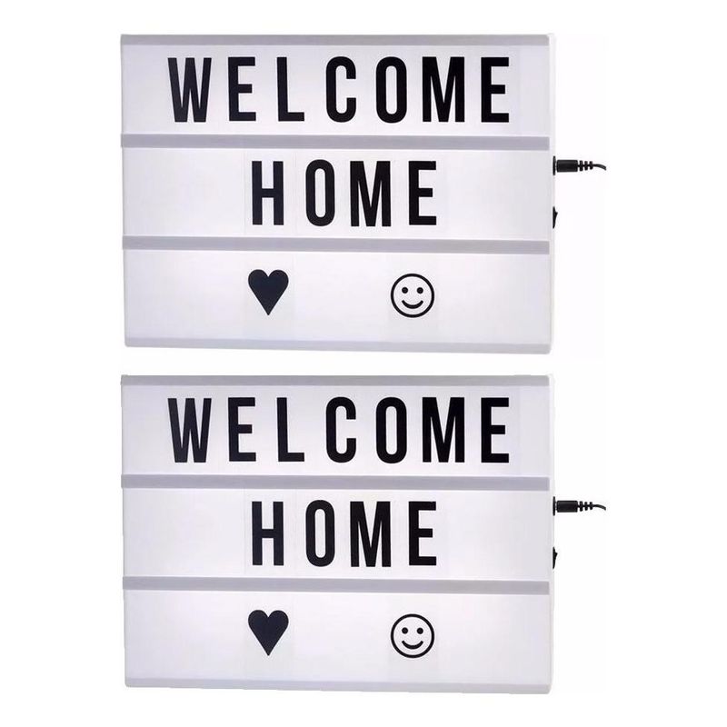 GENERICO - Pack de 2 Pizarras LED A4 con Letras y Emojis