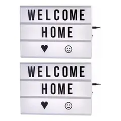 GENERICO - Pack de 2 Pizarras LED A4 con Letras y Emojis