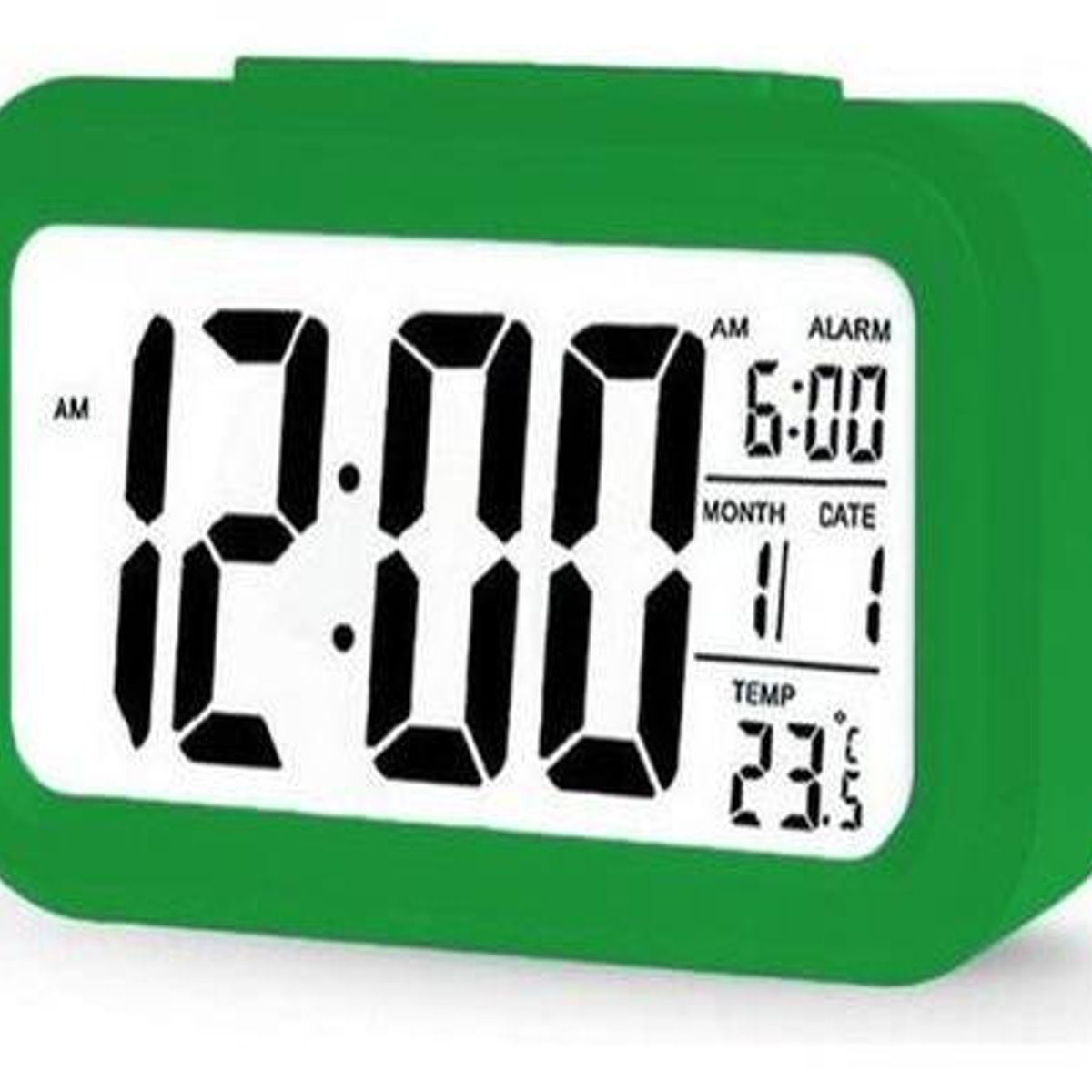 GENERICO - Reloj Despertador Digital LCD con Luz y Temperatura Verde