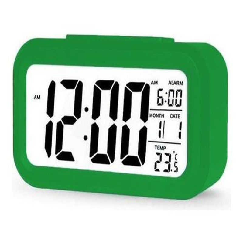 GENERICO - Reloj Despertador Digital LCD con Luz y Temperatura Verde