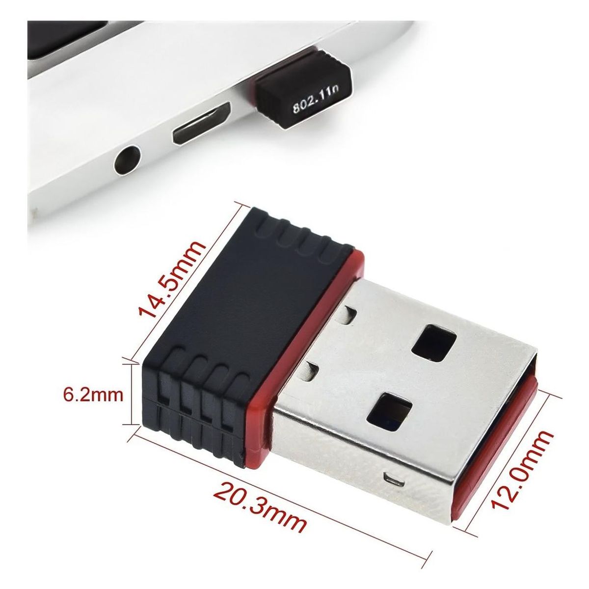 GENERICO - Adaptador Wifi USB 24GHz 600Mbps para PC y Notebook