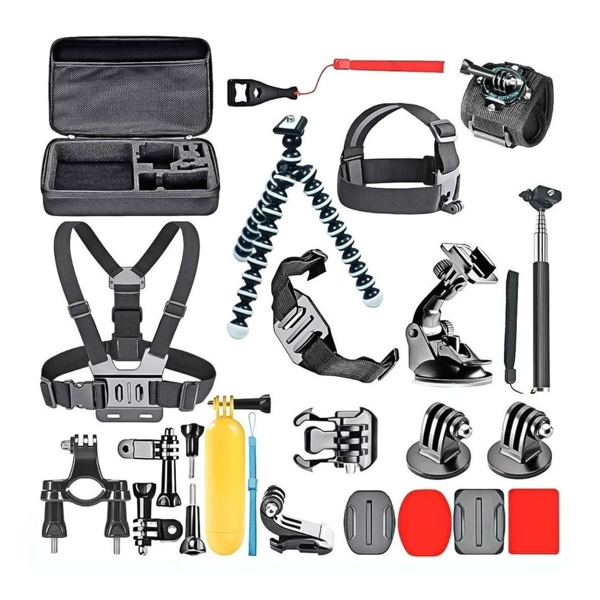 GENERICO - Kit Completo de Accesorios para Cámara Deportiva GoPro - 28 Piezas.