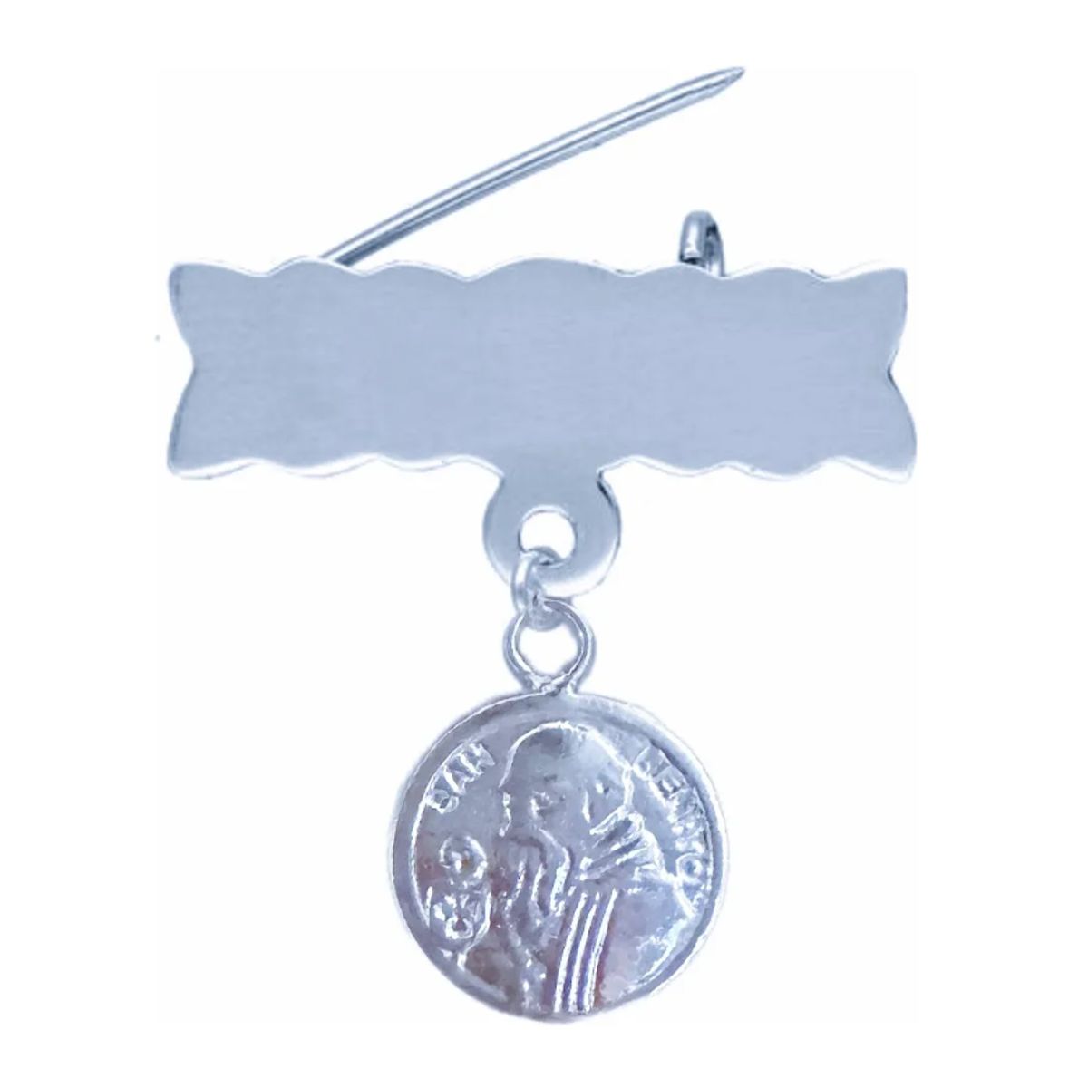 GENERICO - Prendedor Bebe Plata  San Benito Protector Regalo
