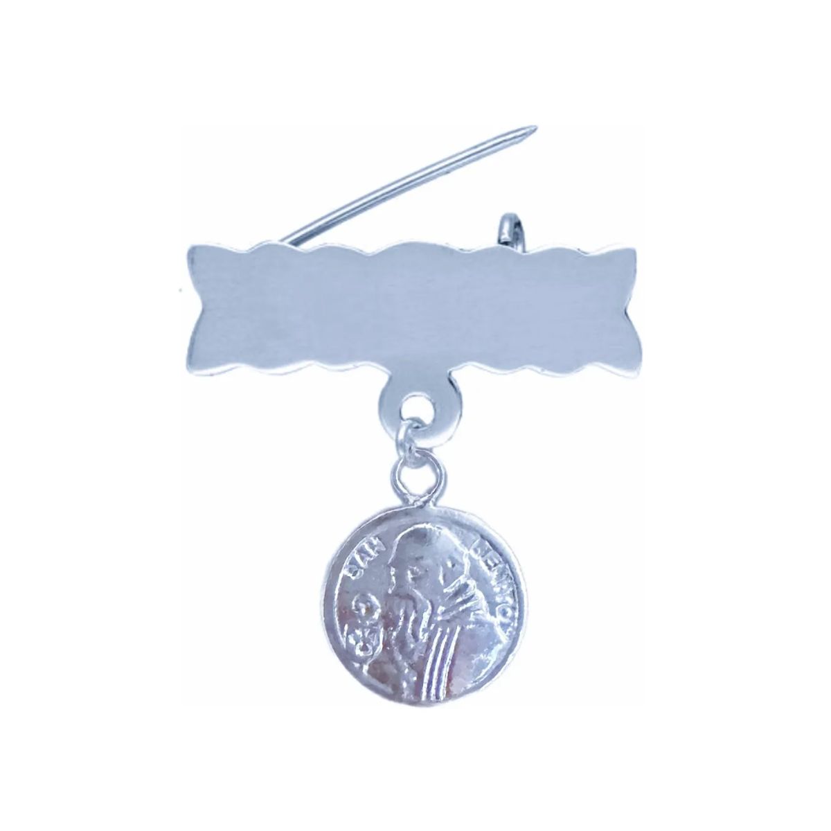 GENERICO - Prendedor Bebe Plata  San Benito Protector Regalo