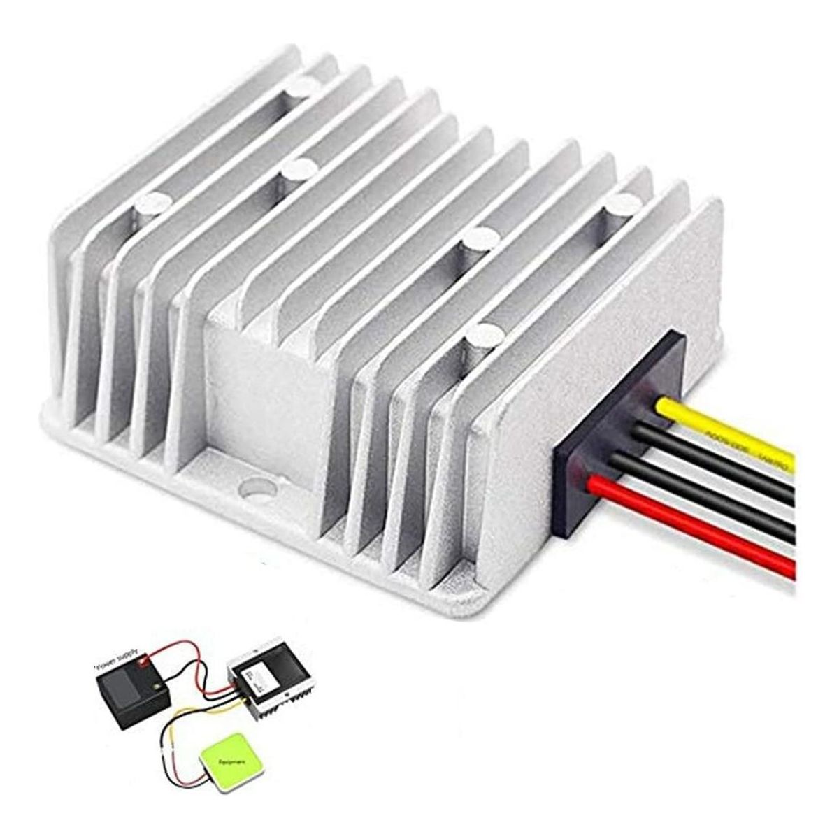 GENERICO - Convertidor DC-DC 24V a 12V 20A Resistente al Agua