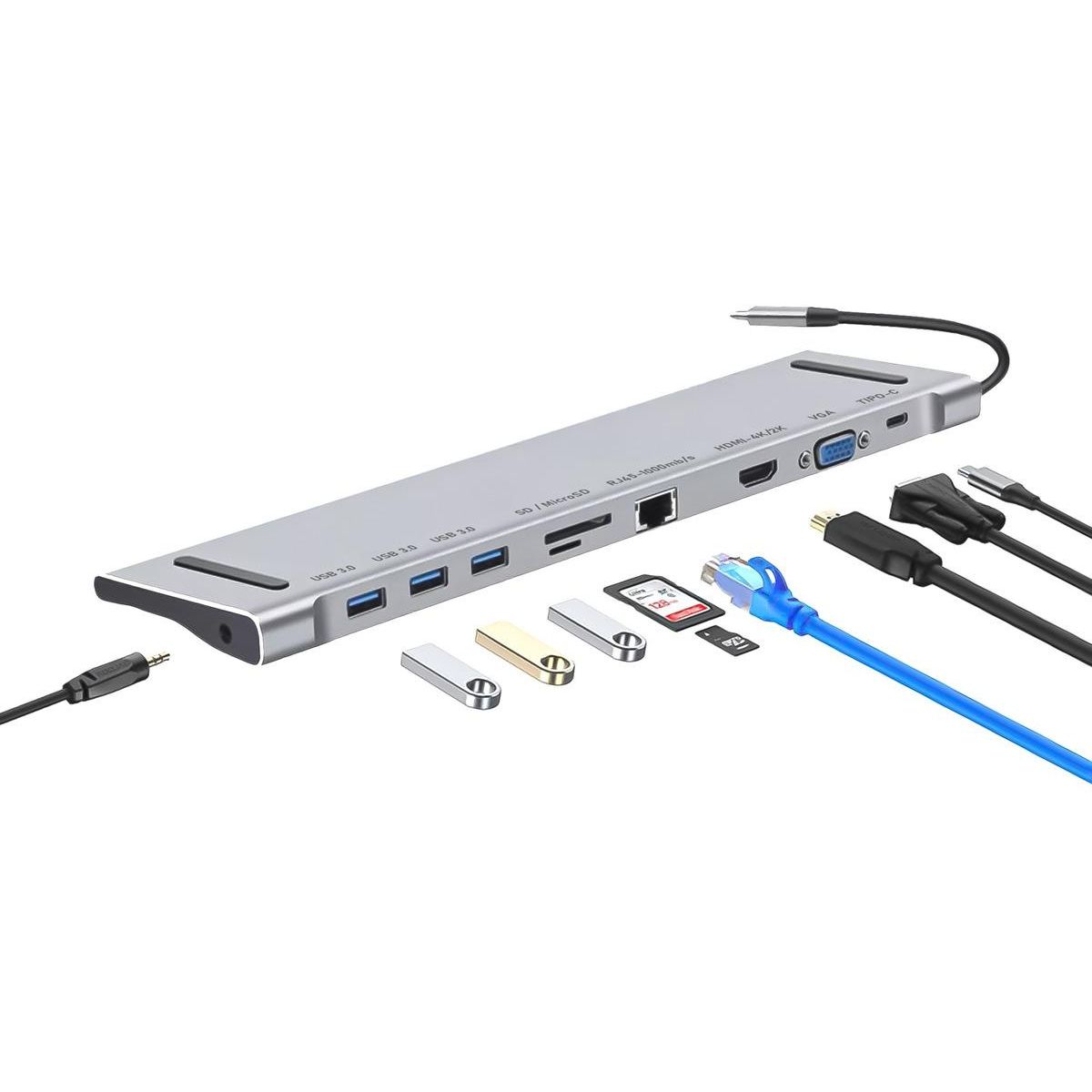 GENERICO - Hub USB Tipo C 10 en 1 Docking Station para Notebook