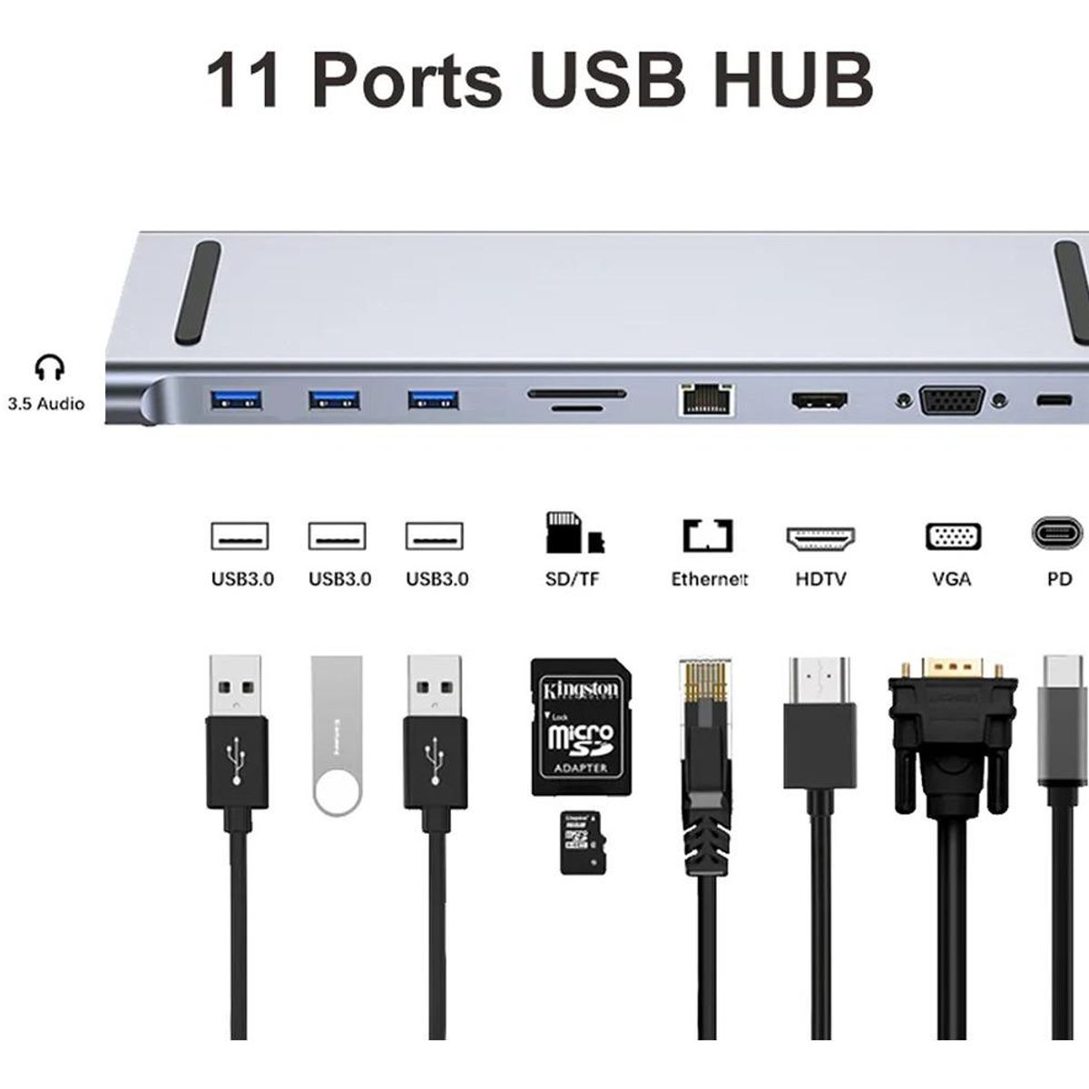 GENERICO - Hub USB Tipo C 10 en 1 Docking Station para Notebook
