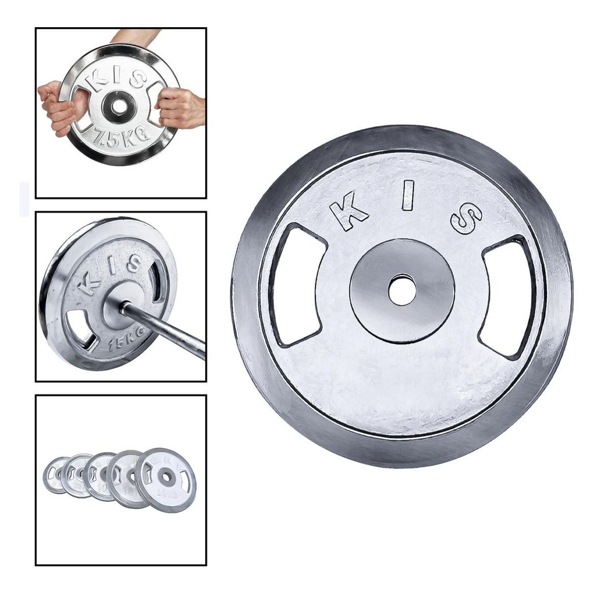 GENERICO - Disco Cromado de 5 Kg para Pesas Profesionales con Agarres