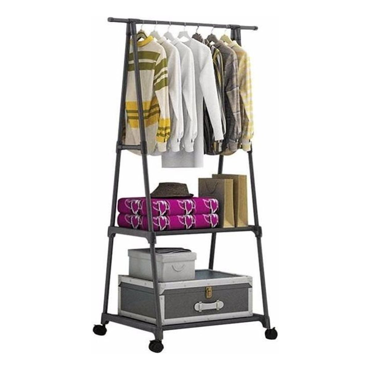 GENERICO - Perchero Organizador de Ropa con Estantes y Ruedas