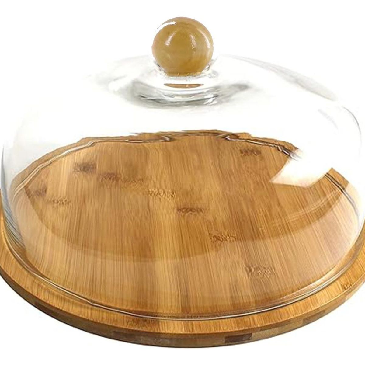 GENERICO - Bandeja Tortero de Bambú con Tapa de Plástico 30cm