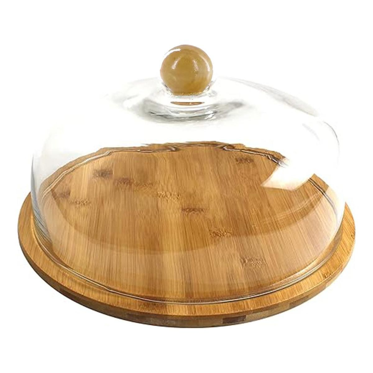 GENERICO - Bandeja Tortero de Bambú con Tapa de Plástico 30cm