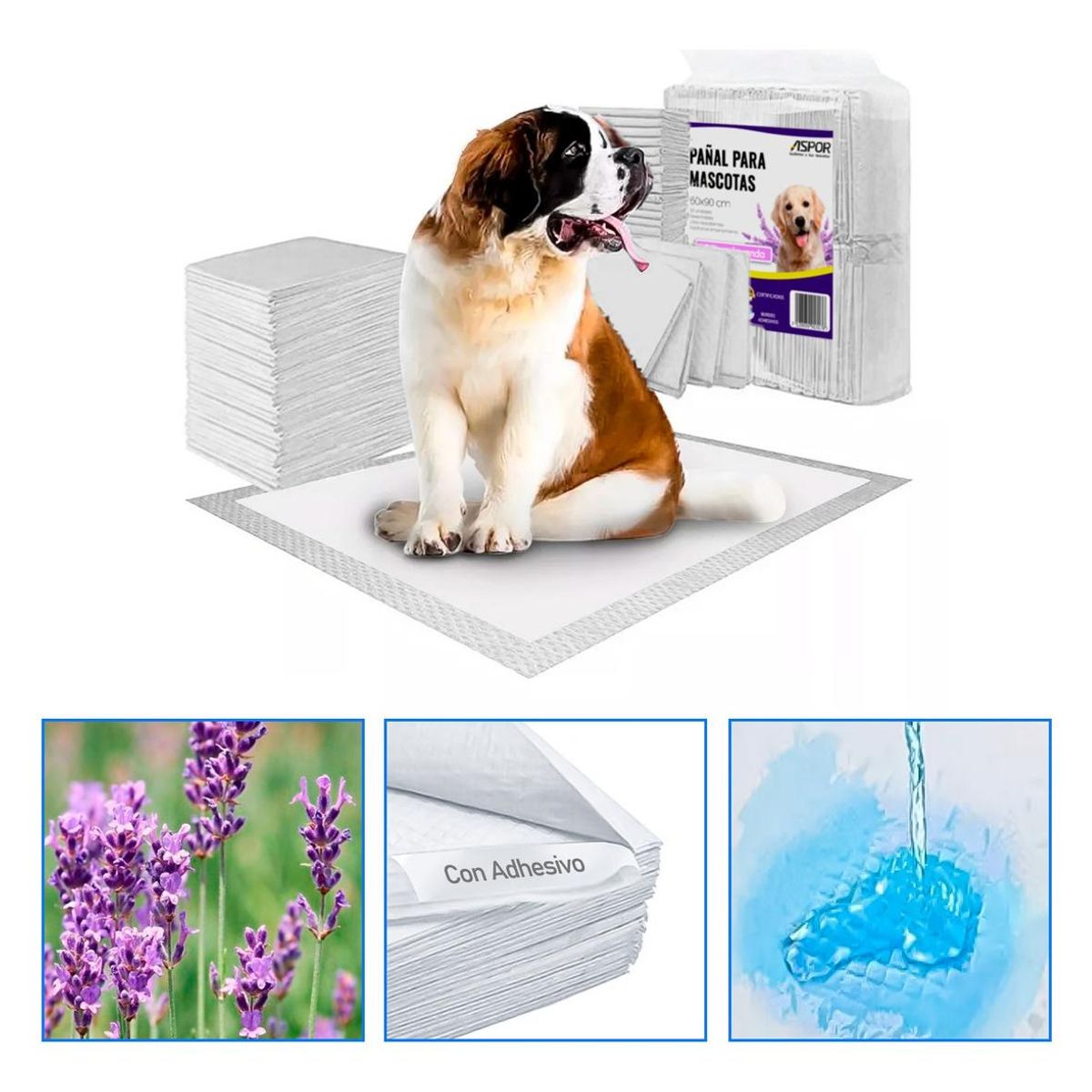 GENERICO - Pañales desechables para perros con aroma a lavanda 60x90cm