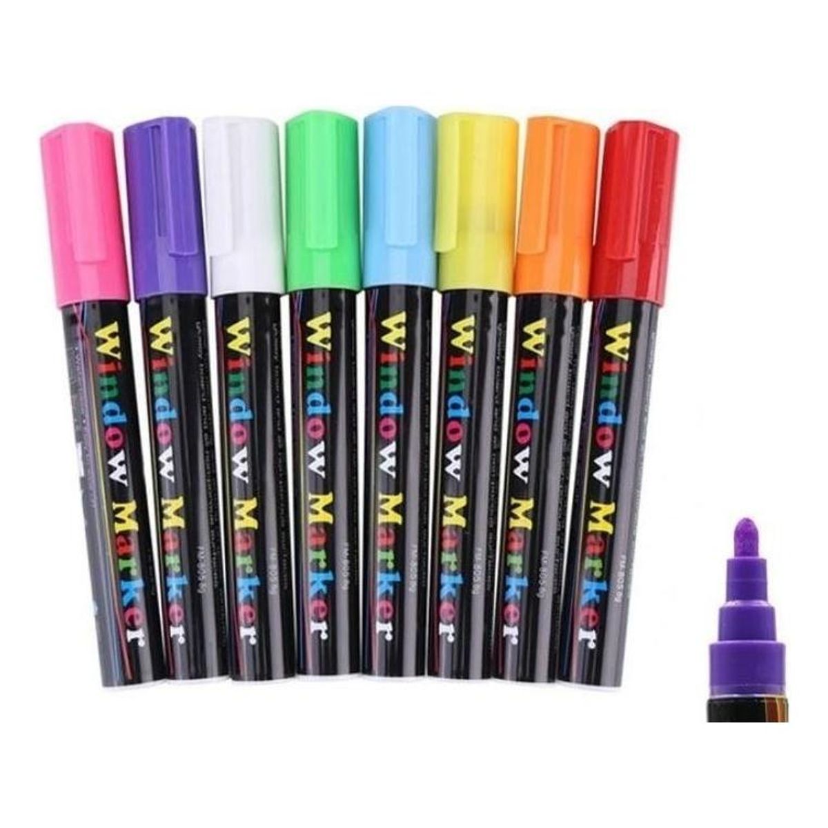 GENERICO - Kit de 8 Plumones Fluorescentes para Pizarra y Vidrio