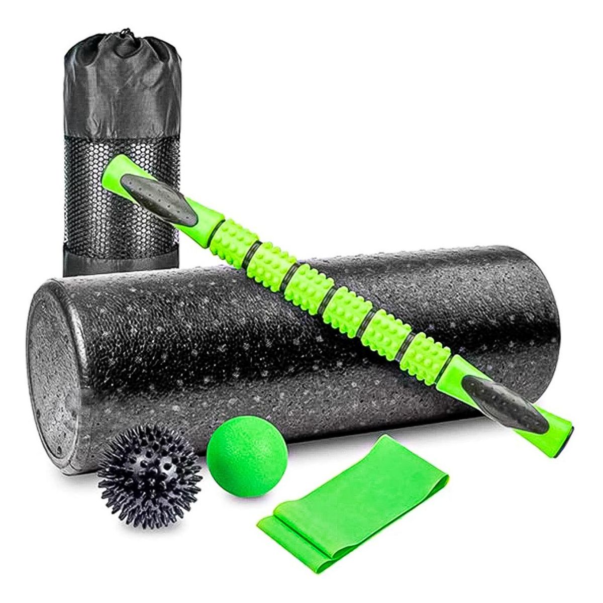 GENERICO - Set de Yoga Foam Roller 5 en 1 con Pelotas y Estuche