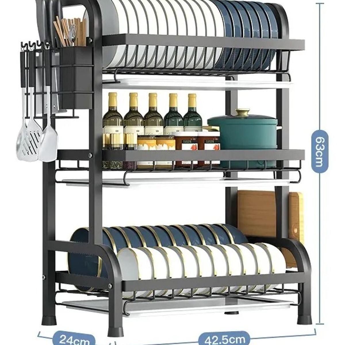 GENERICO - Secador Escurridor De Loza Platos 3 Niveles