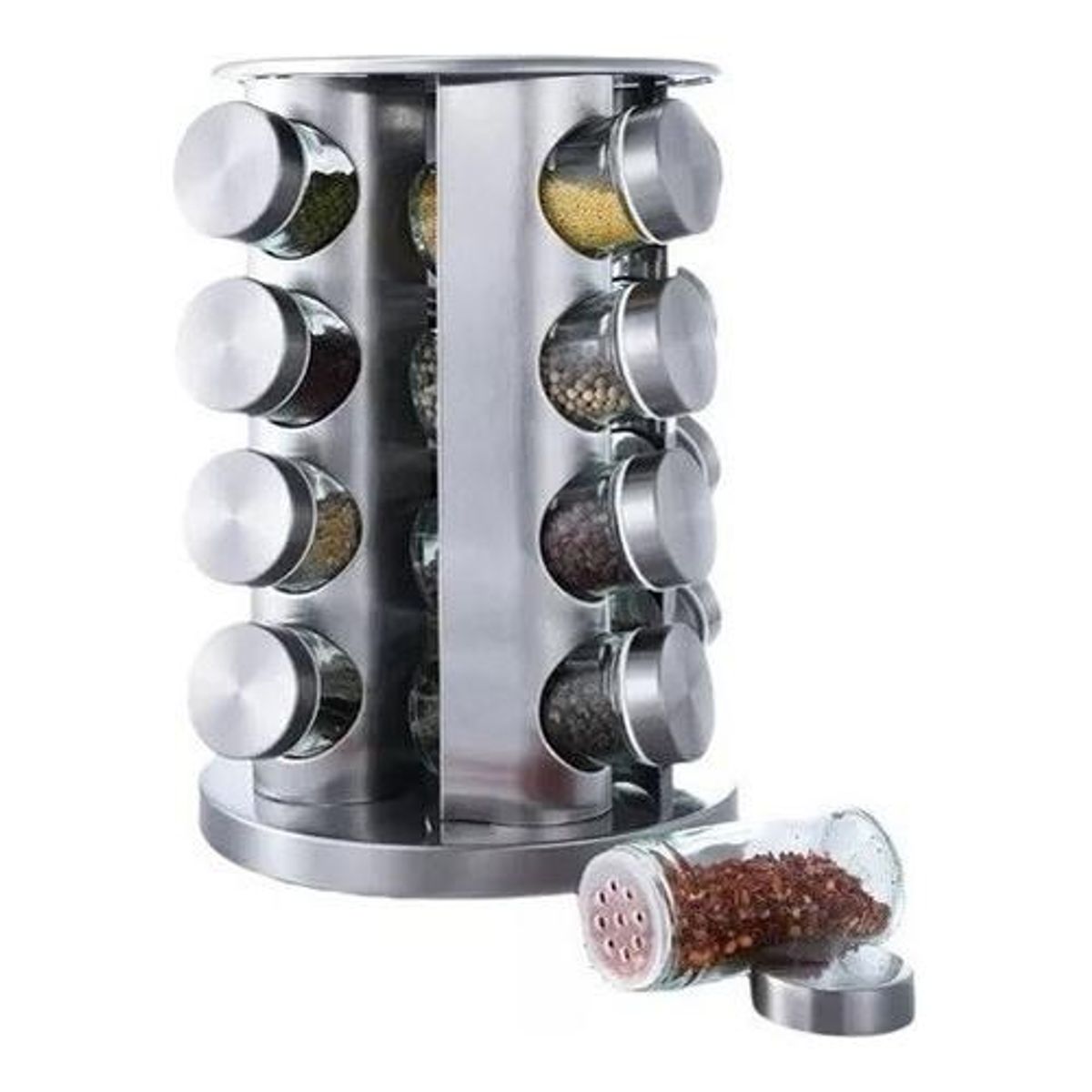 GENERICO - Rack Especiero Giratorio con 16 Frascos Transparentes