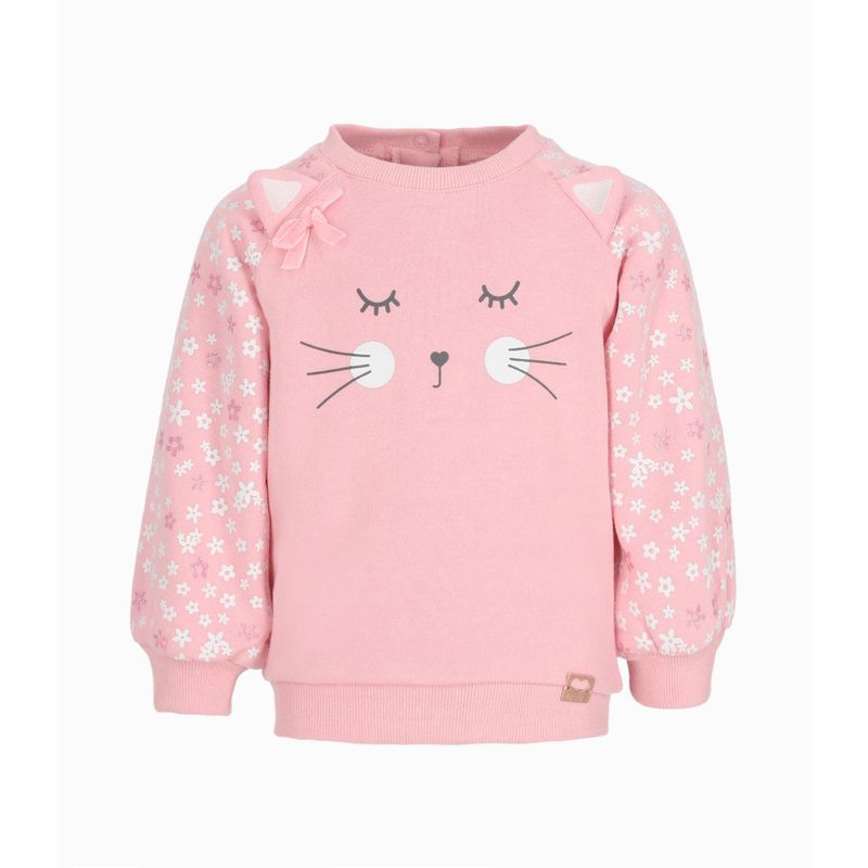 4KIDS - Polerón bebés con gato rosado 4 Kids