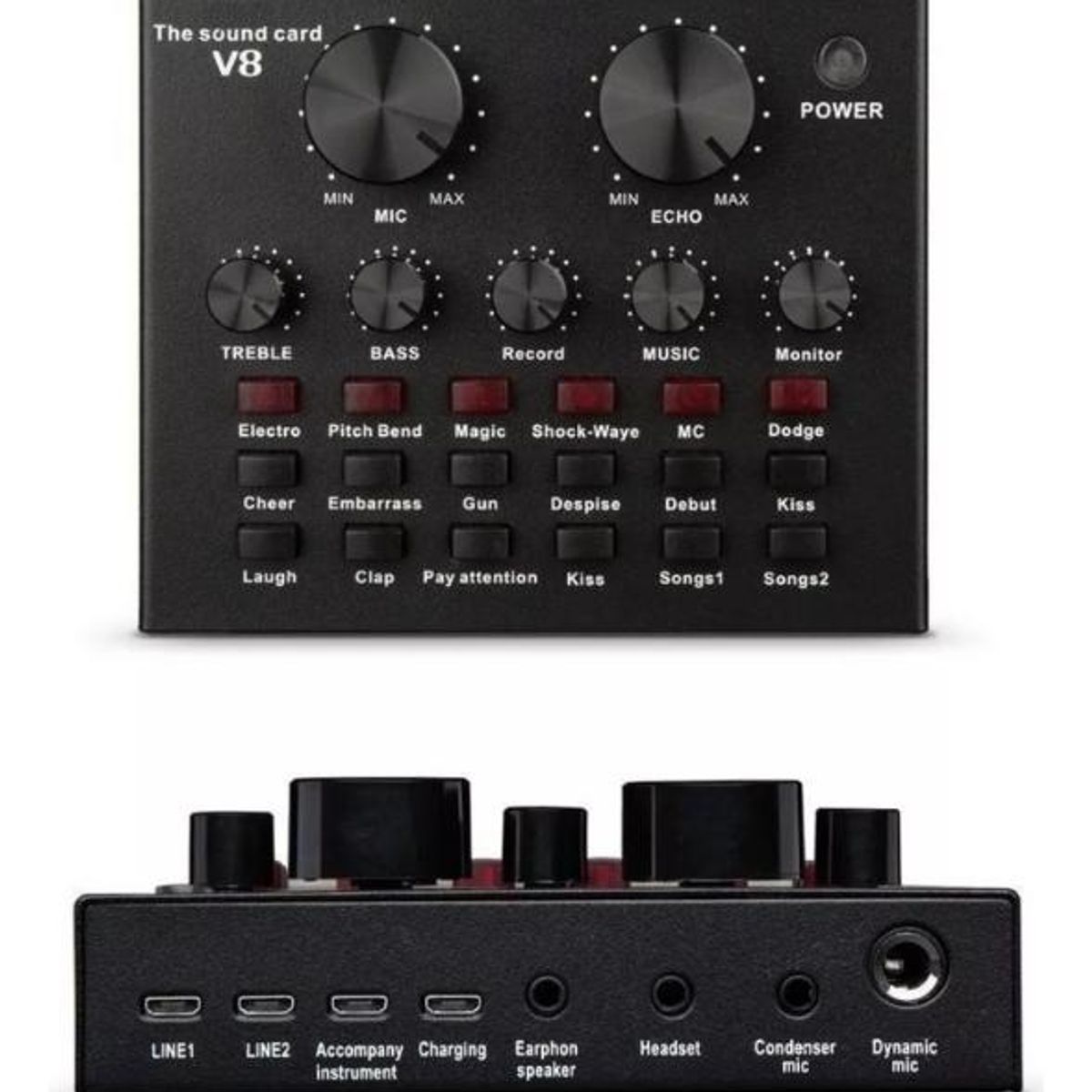 GENERICO - Interfaz de Audio USB V8 con Mezclador y Cables