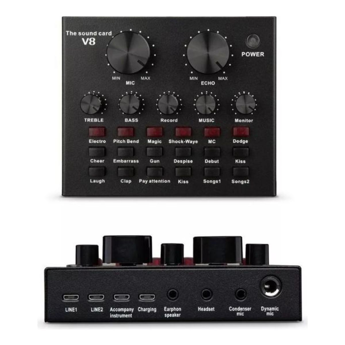 GENERICO - Interfaz de Audio USB V8 con Mezclador y Cables