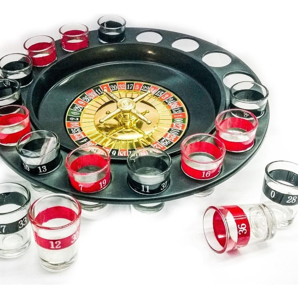 GENERICO - Ruleta de Shots para Fiestas con 16 Vasos y Bolitas