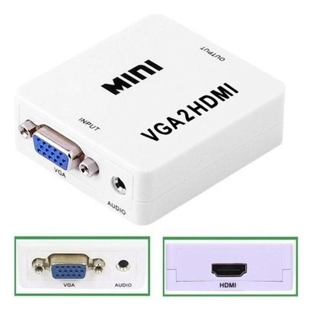 GENERICO - Adaptador VGA a HDMI para Video y Audio Full HD
