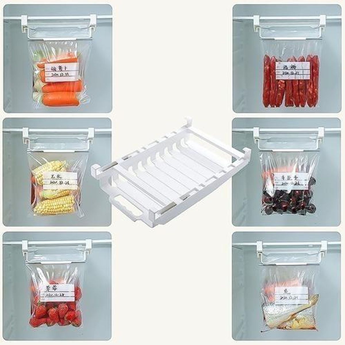GENERICO - Organizador de Bolsas para Refrigerador con Rieles