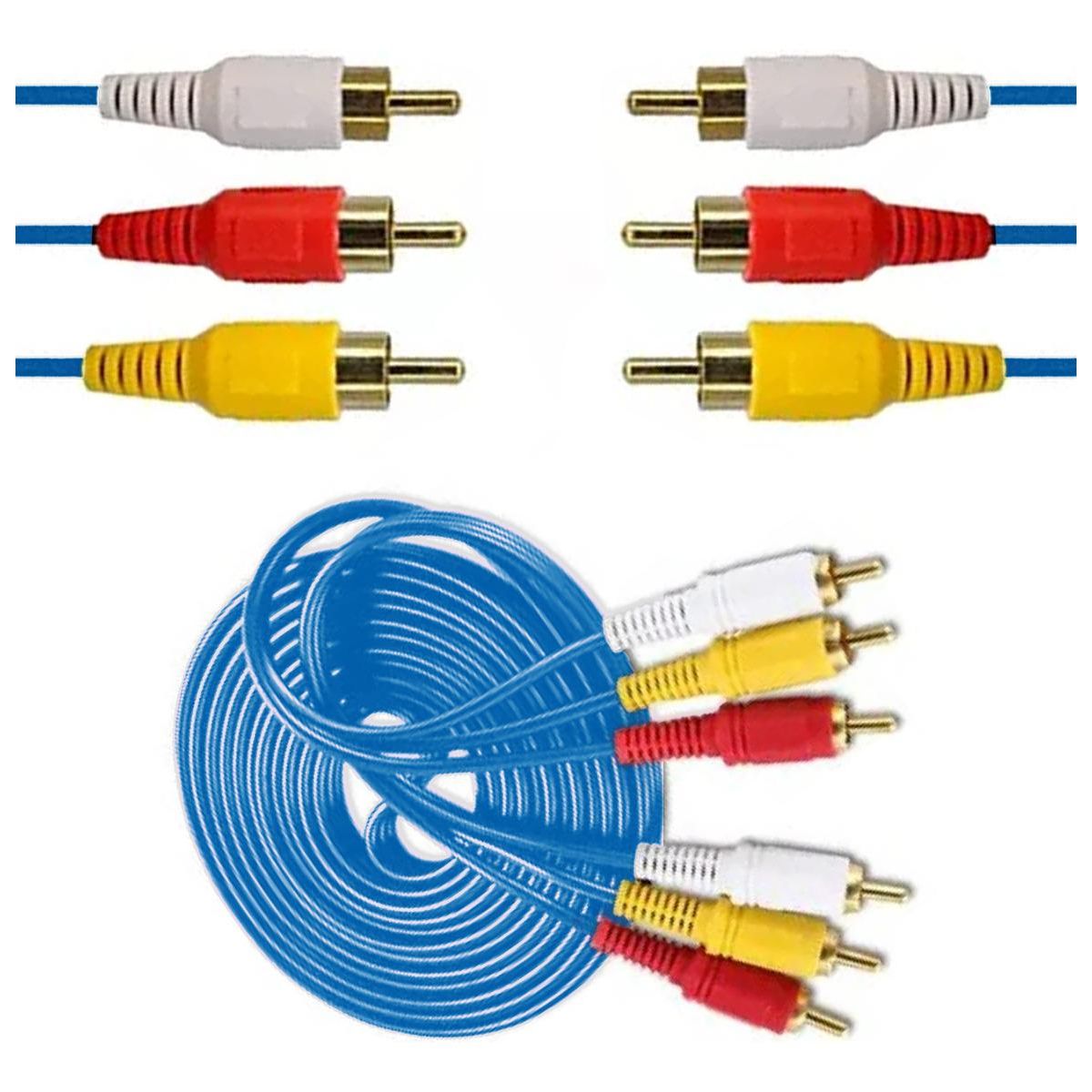 GENERICO - Cable RCA 3x3 de Audio y Video de 3 Metros Ideal para Conexiones