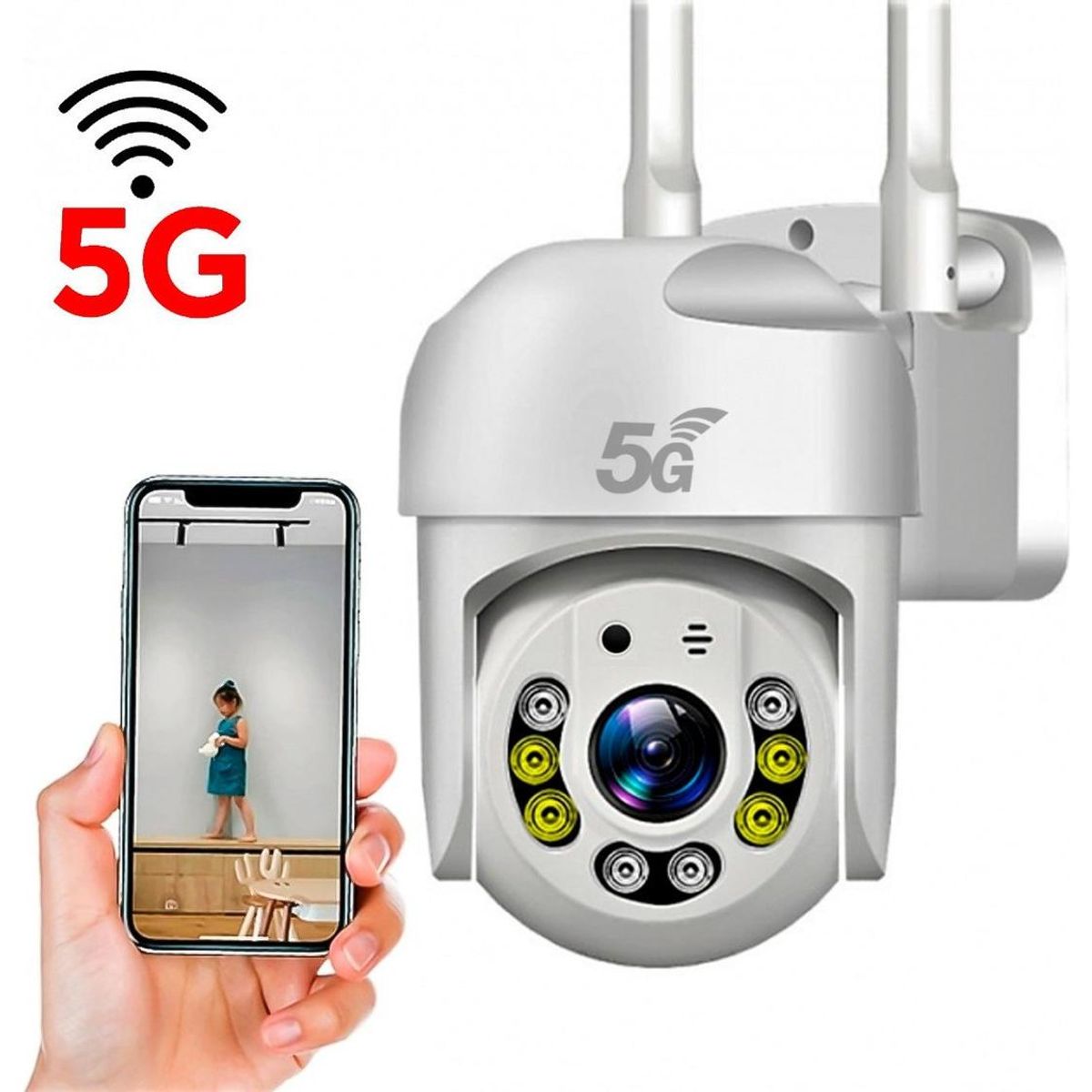 GENERICO - Cámara WiFi Exterior 5G con Visión Nocturna y Detección de Movimiento