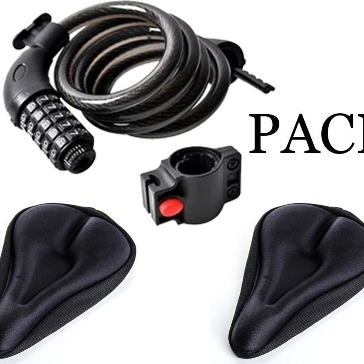 GENERICO - Candado de Bicicleta con Clave y Cubre Asiento Gel.