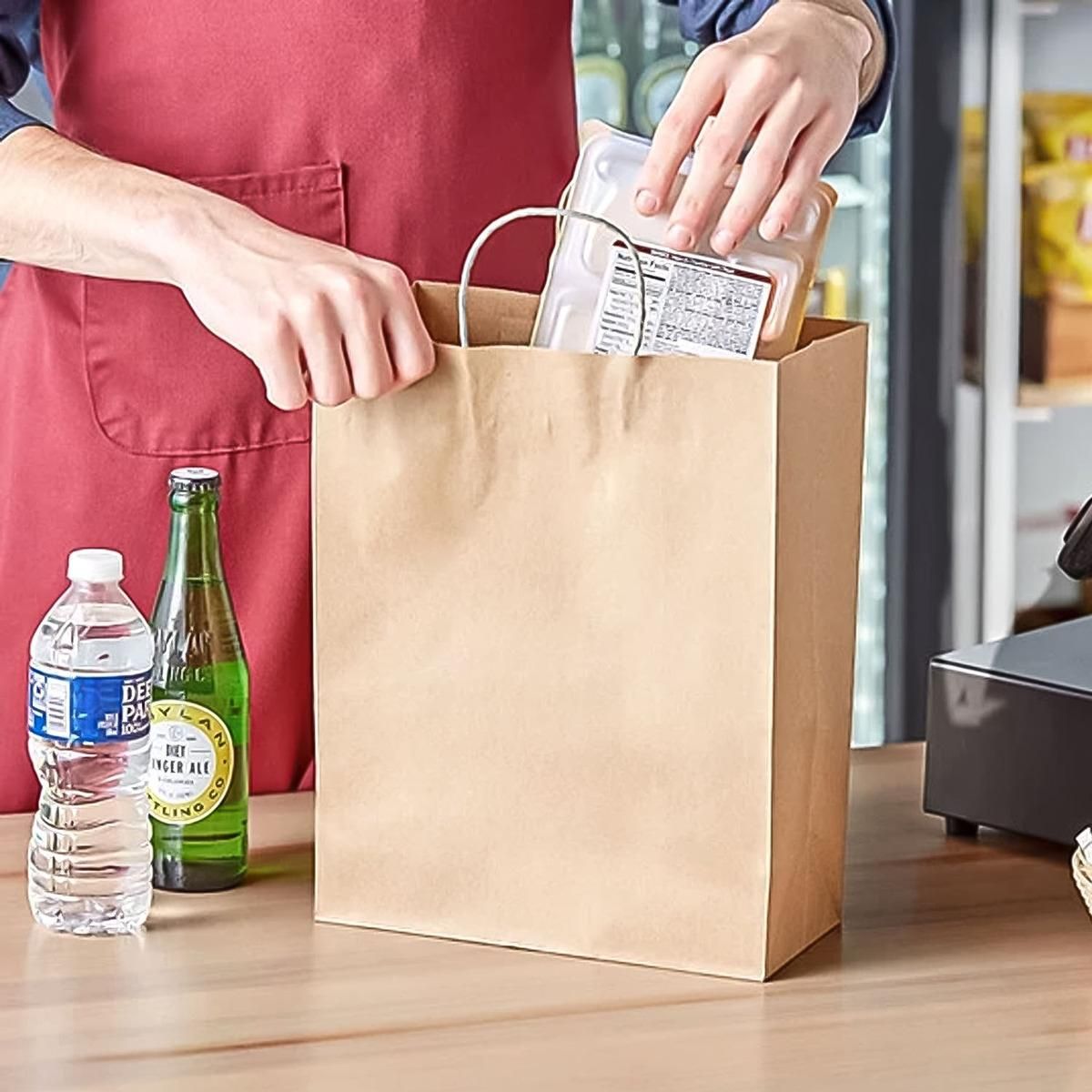 GENERICO - Bolsas de Papel Kraft Ecológicas con Asa - Pack de 50 Unidades