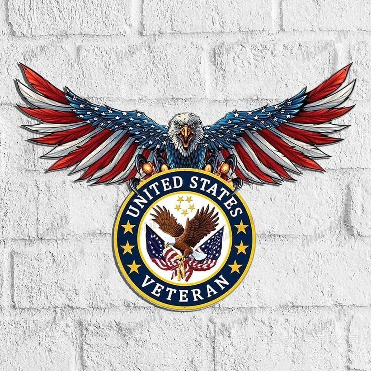 GENERICO - Adorno Colgante Metálico Patricótico para Pared 40 cm