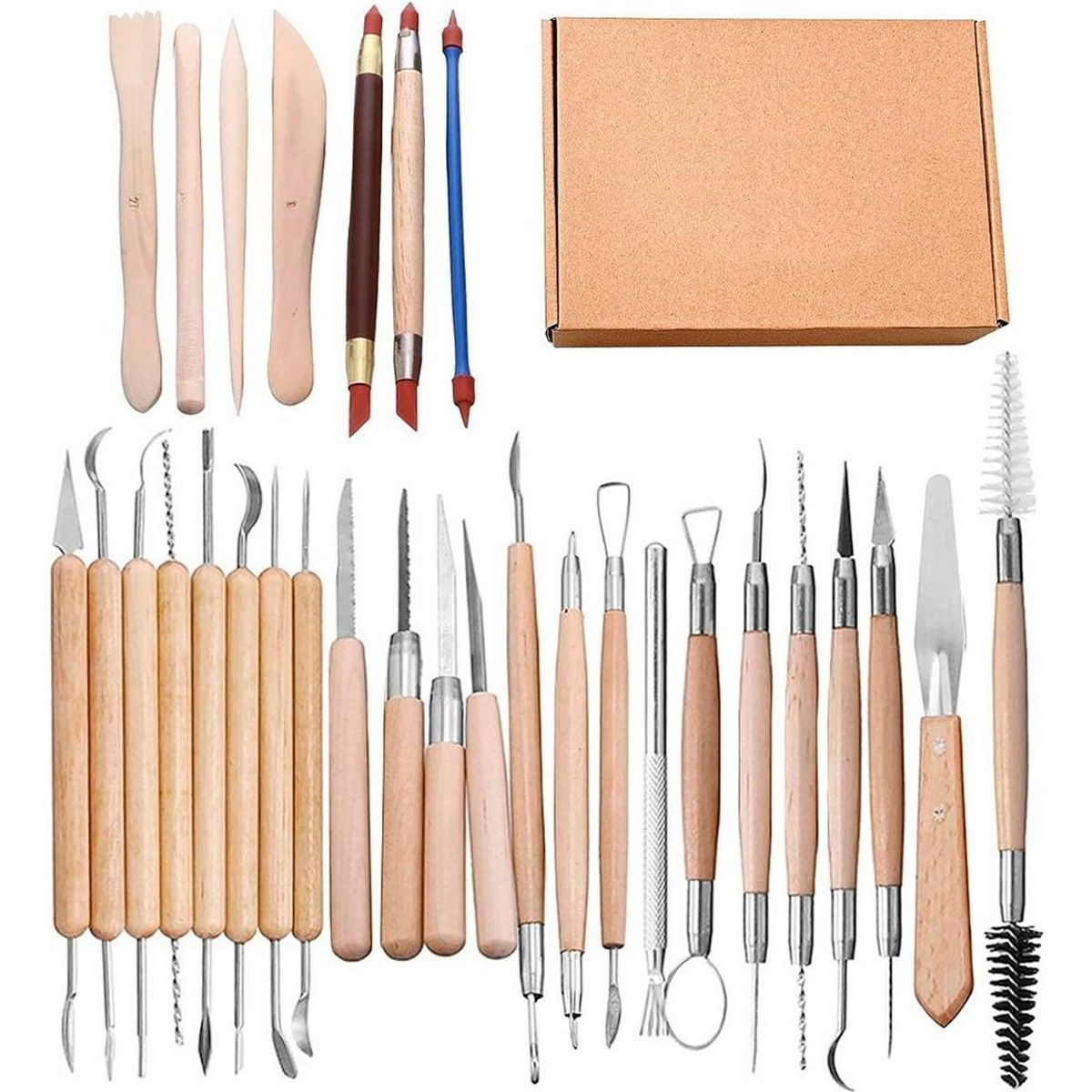 GENERICO - Kit de 30 Herramientas para Escultura y Tallado