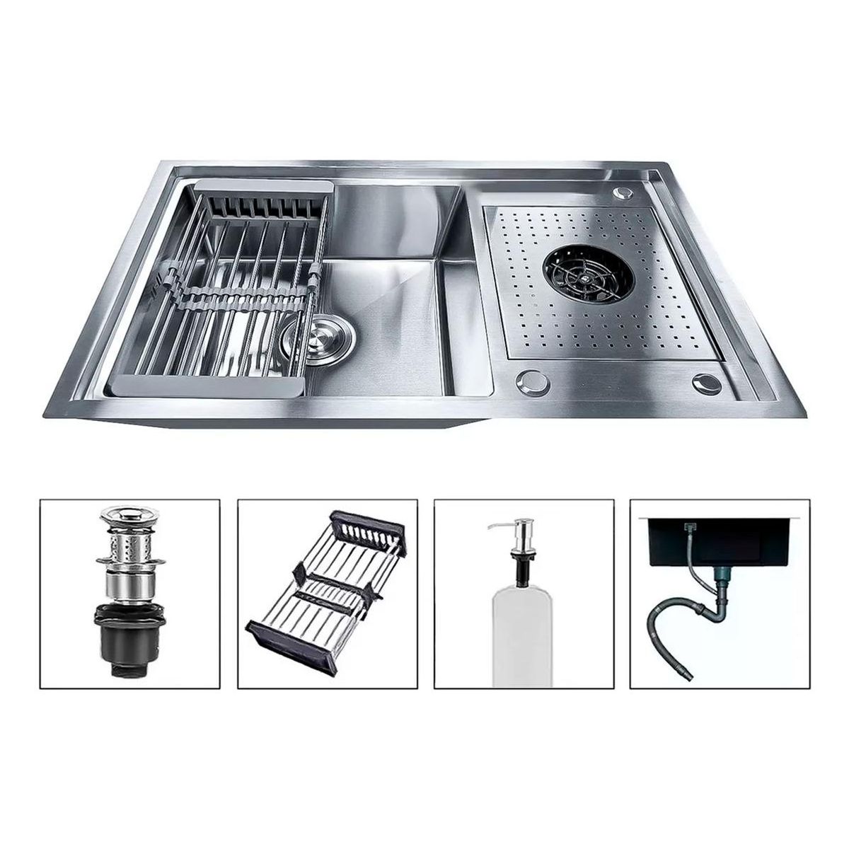 GENERICO - Lavaplatos Empotrable de Acero Inoxidable 80x50cm