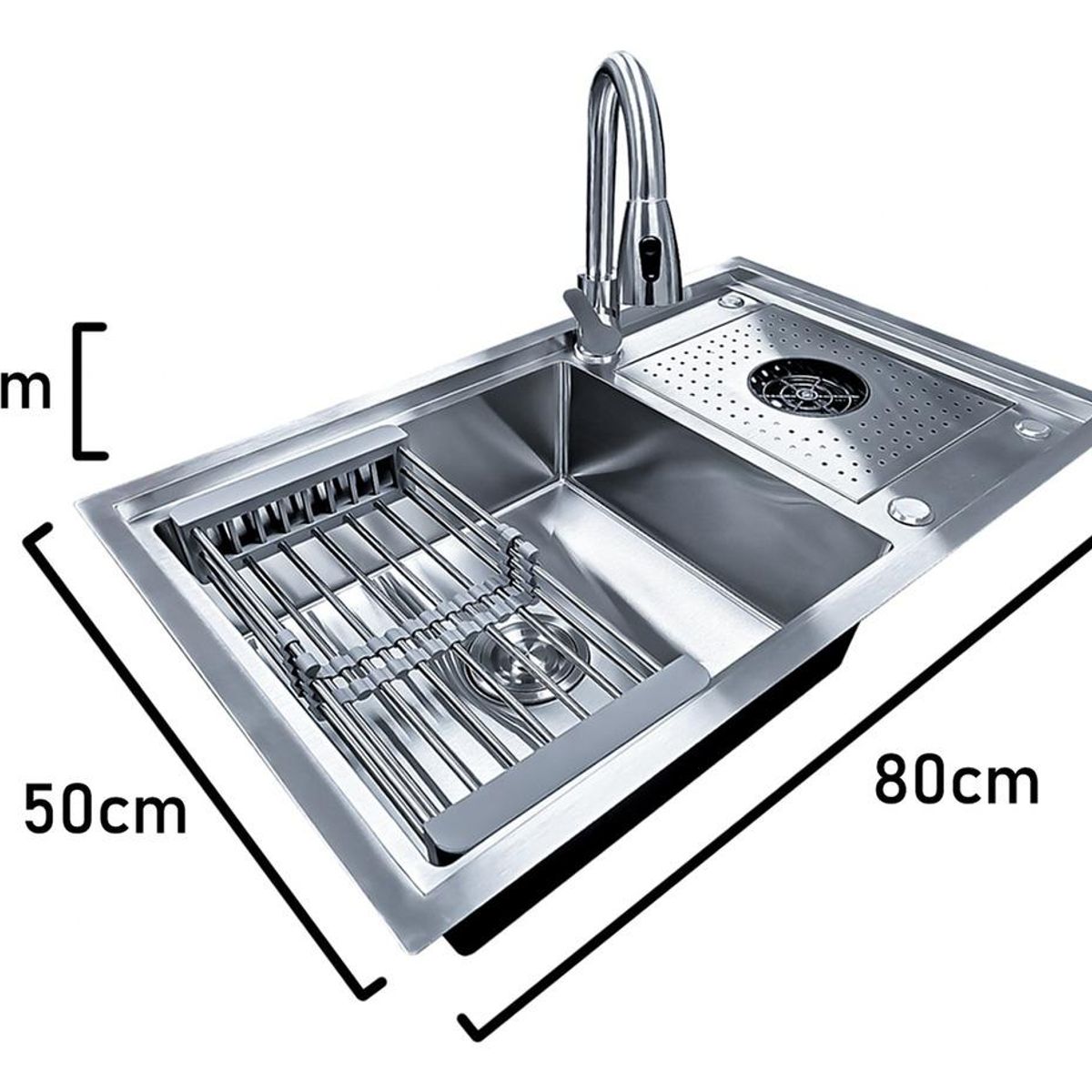 GENERICO - Lavaplatos Empotrable de Acero Inoxidable 80x50cm