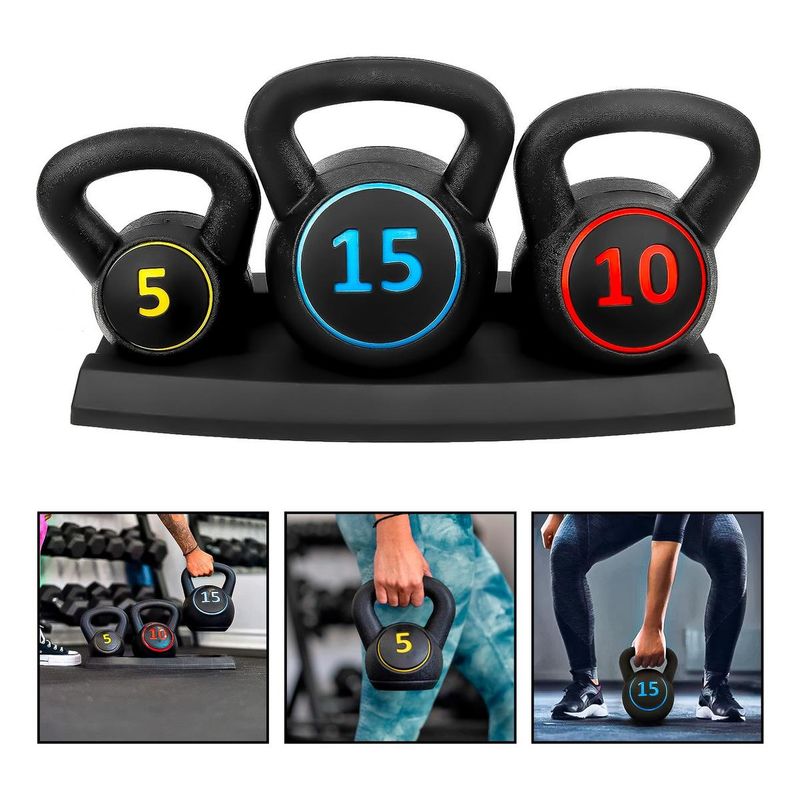 GENERICO - Set de Kettlebells 3 Pesas Rusas de 25 45 y 7 Kg