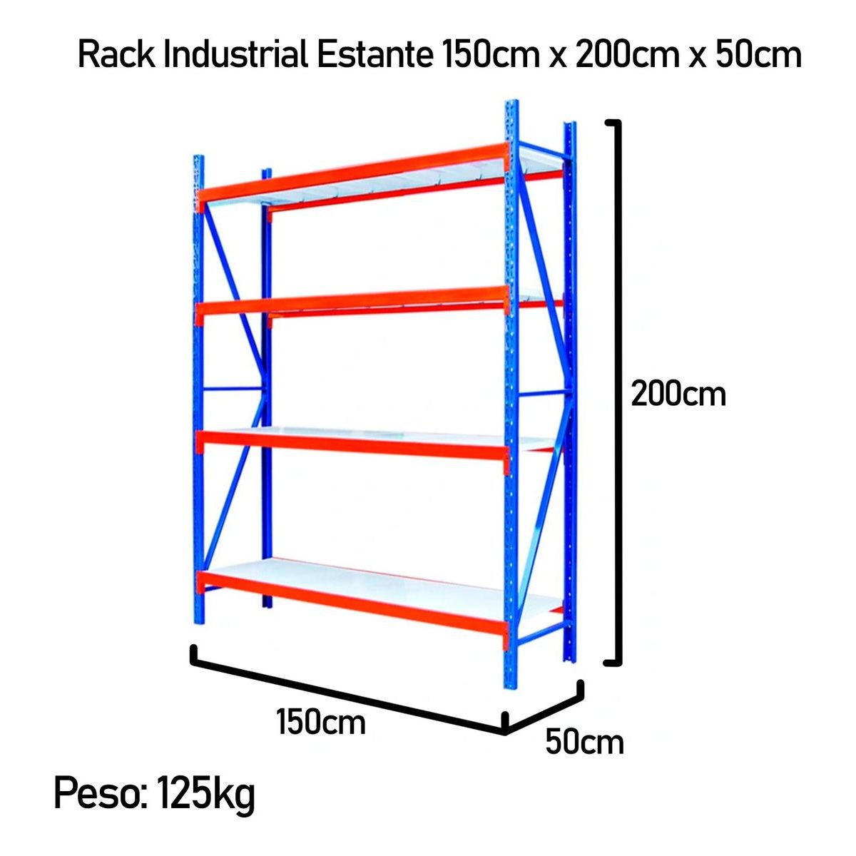 GENERICO - Estante Metálico Rack Industrial 150x200cm Sin Pernos