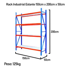 GENERICO - Estante Metálico Rack Industrial 150x200cm Sin Pernos