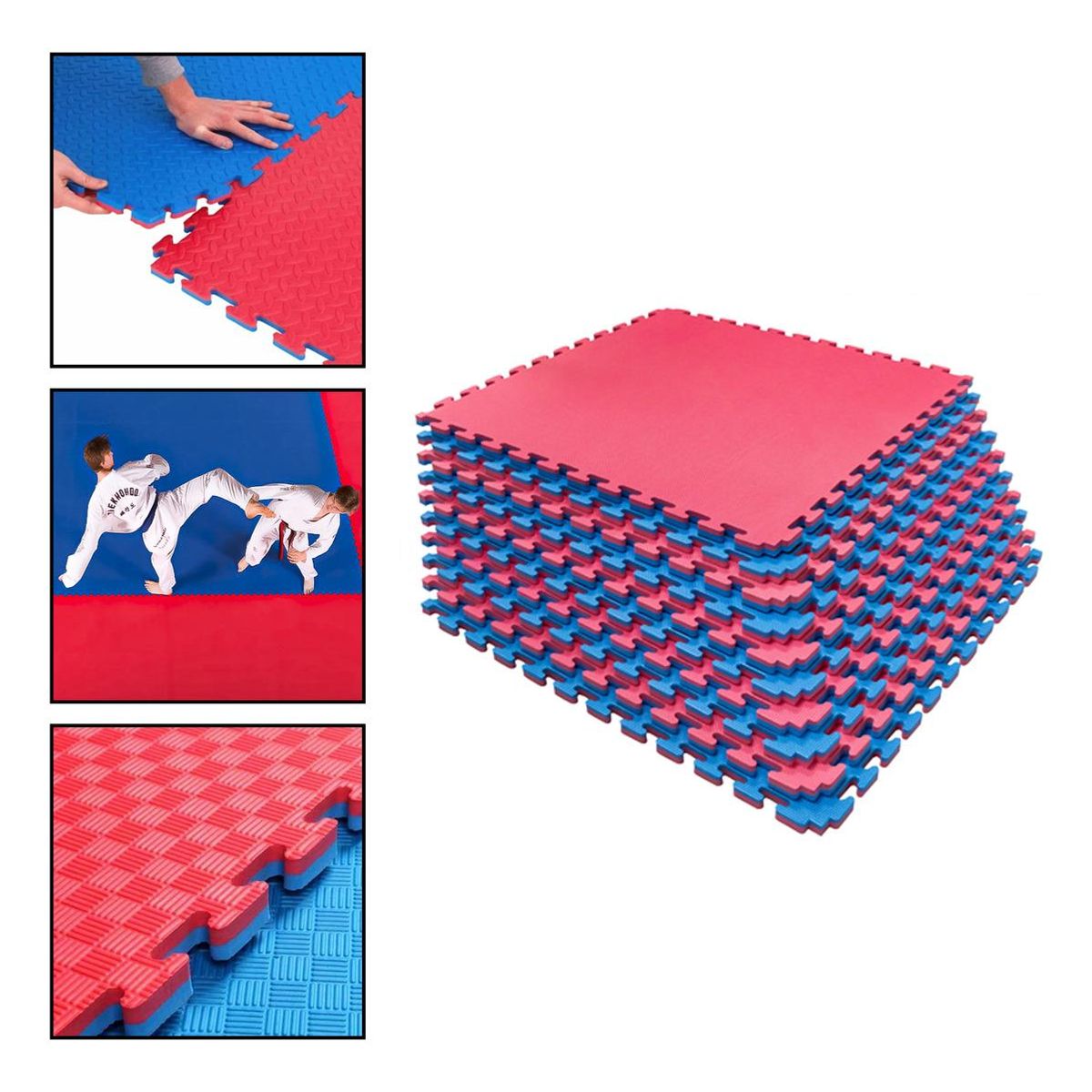 GENERICO - Pack de 10 Planchas Tatami 100x100 cm en Rojo y Azul