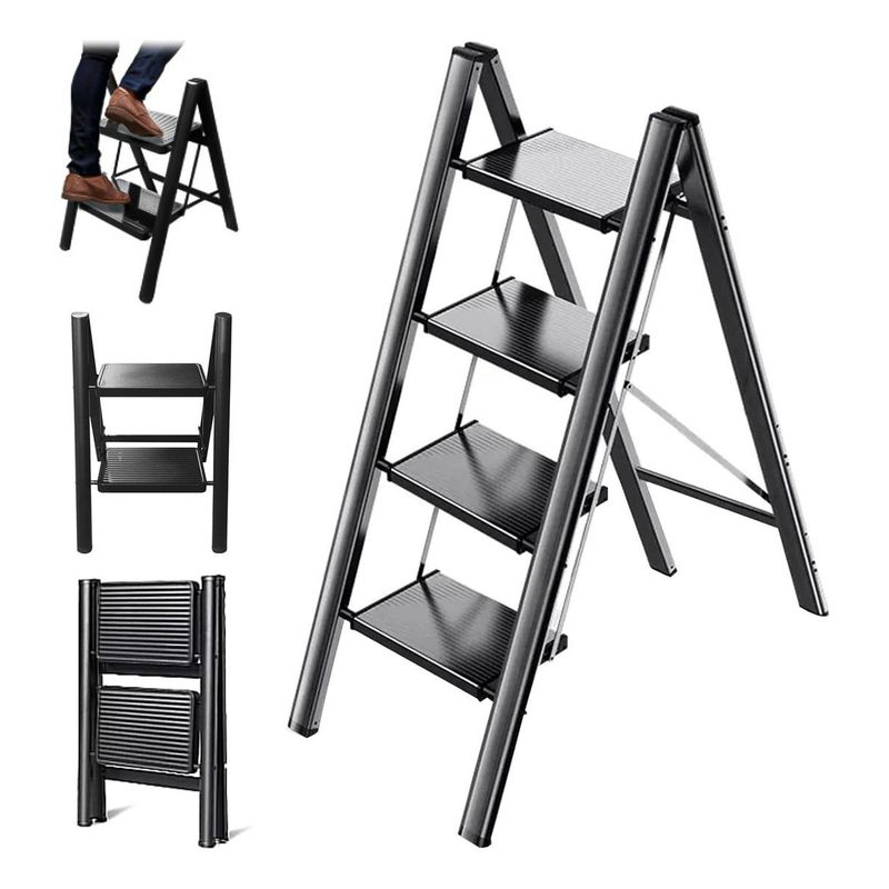 GENERICO - Escalera Banqueta Plegable de 4 Peldaños Resistente