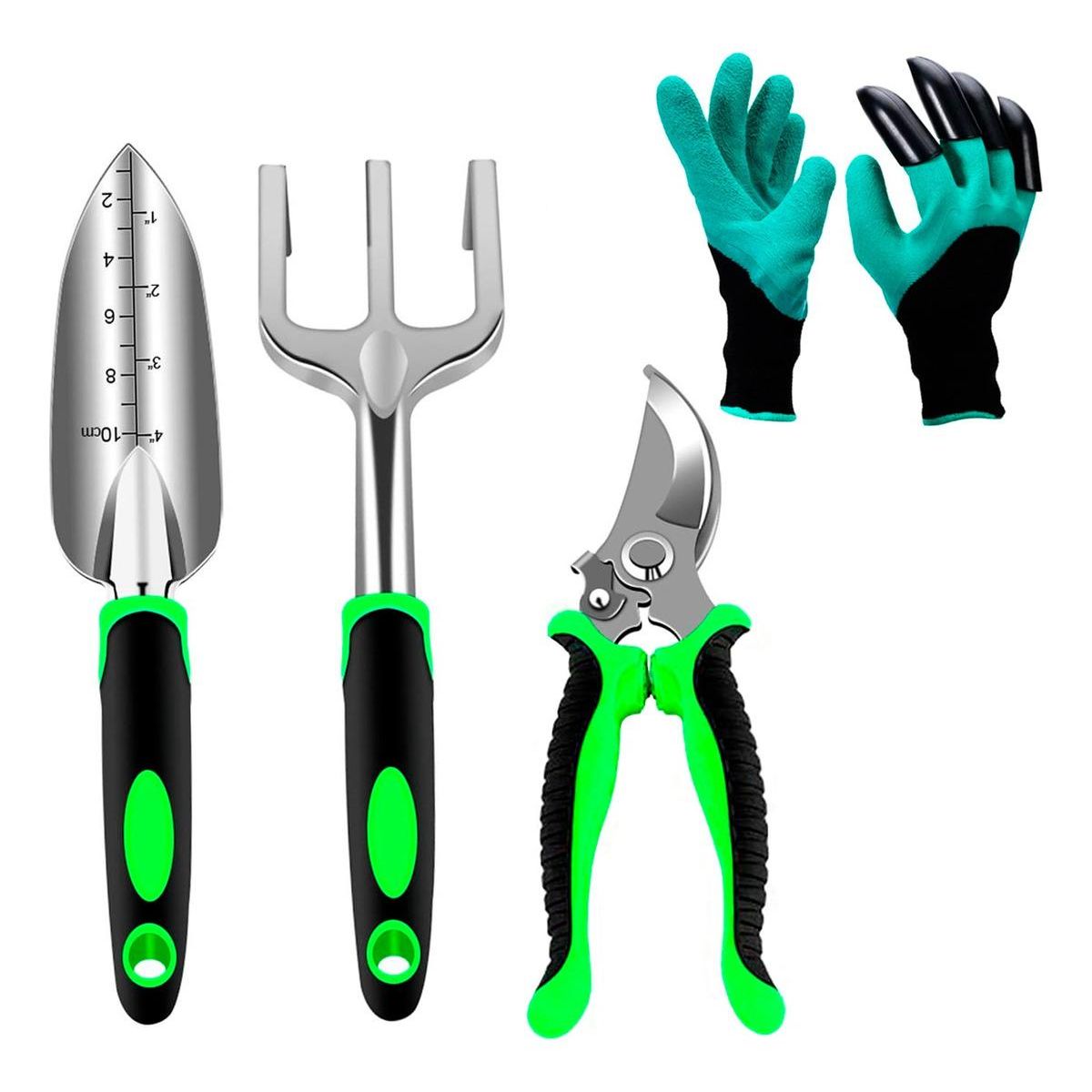 GENERICO - Juego de Herramientas de Jardinería 4 Piezas con Guantes