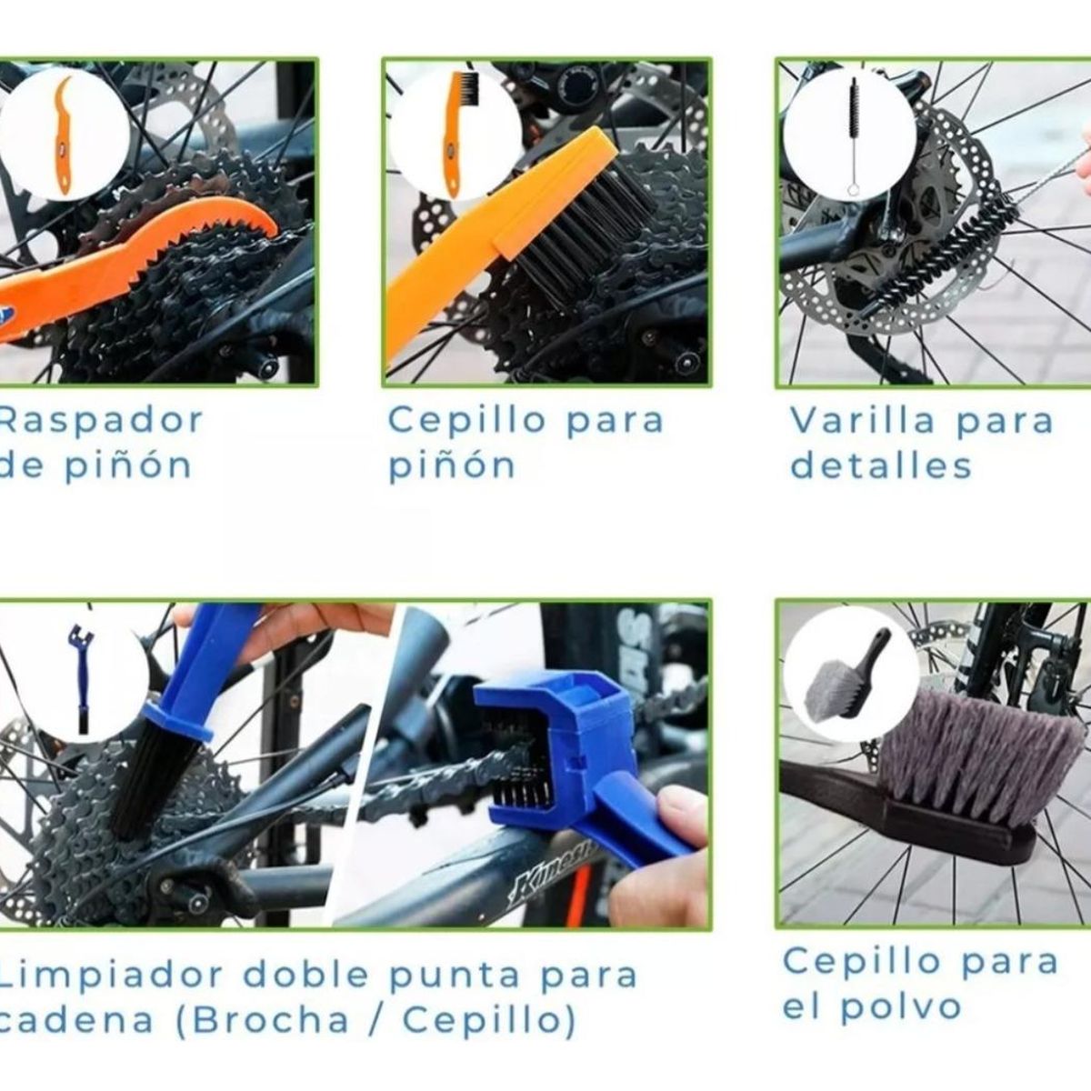 GENERICO - Kit de Limpieza para Bicicleta con 9 Accesorios Esenciales