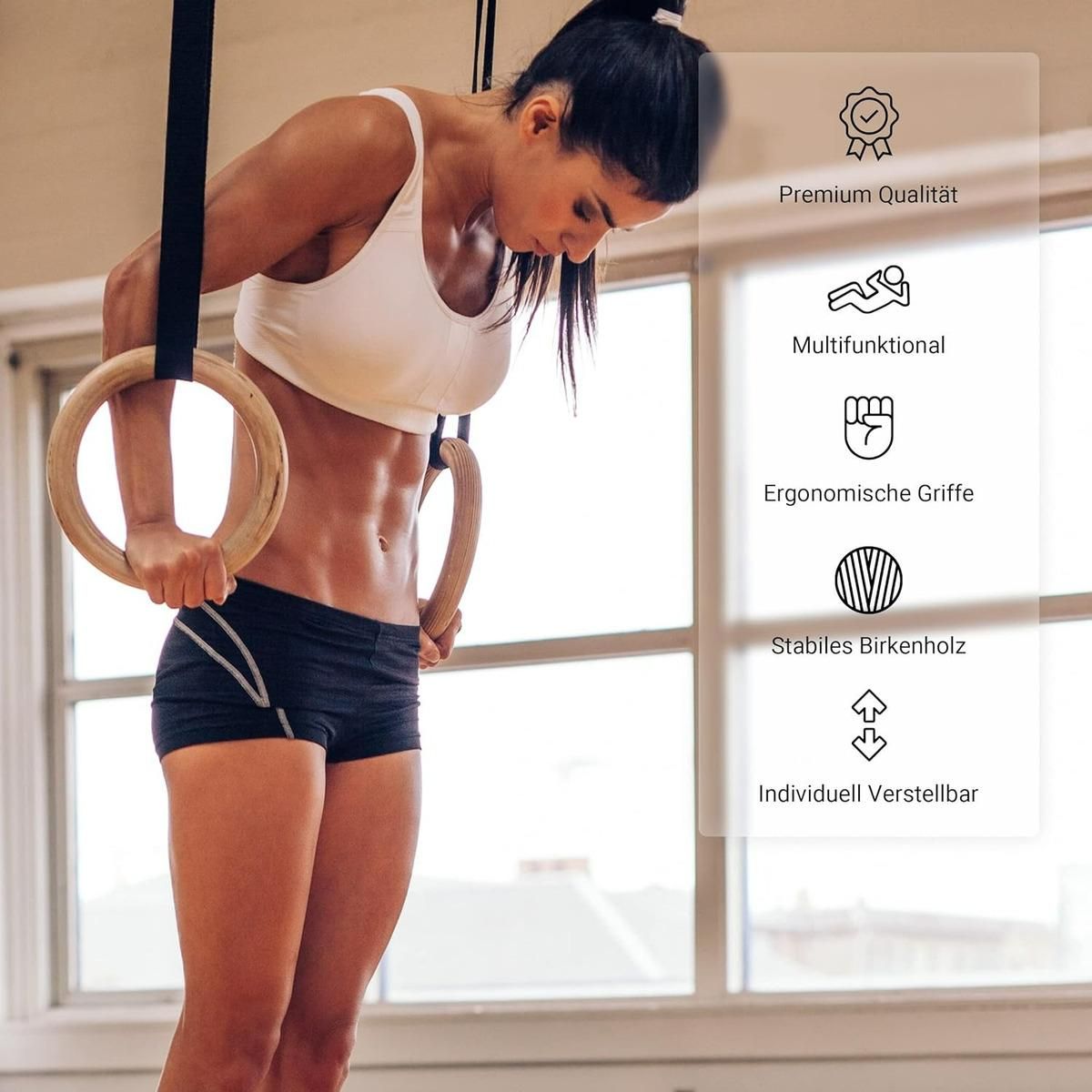 GENERICO - Anillas de Gimnasia de Madera para Fitness y Calistenia