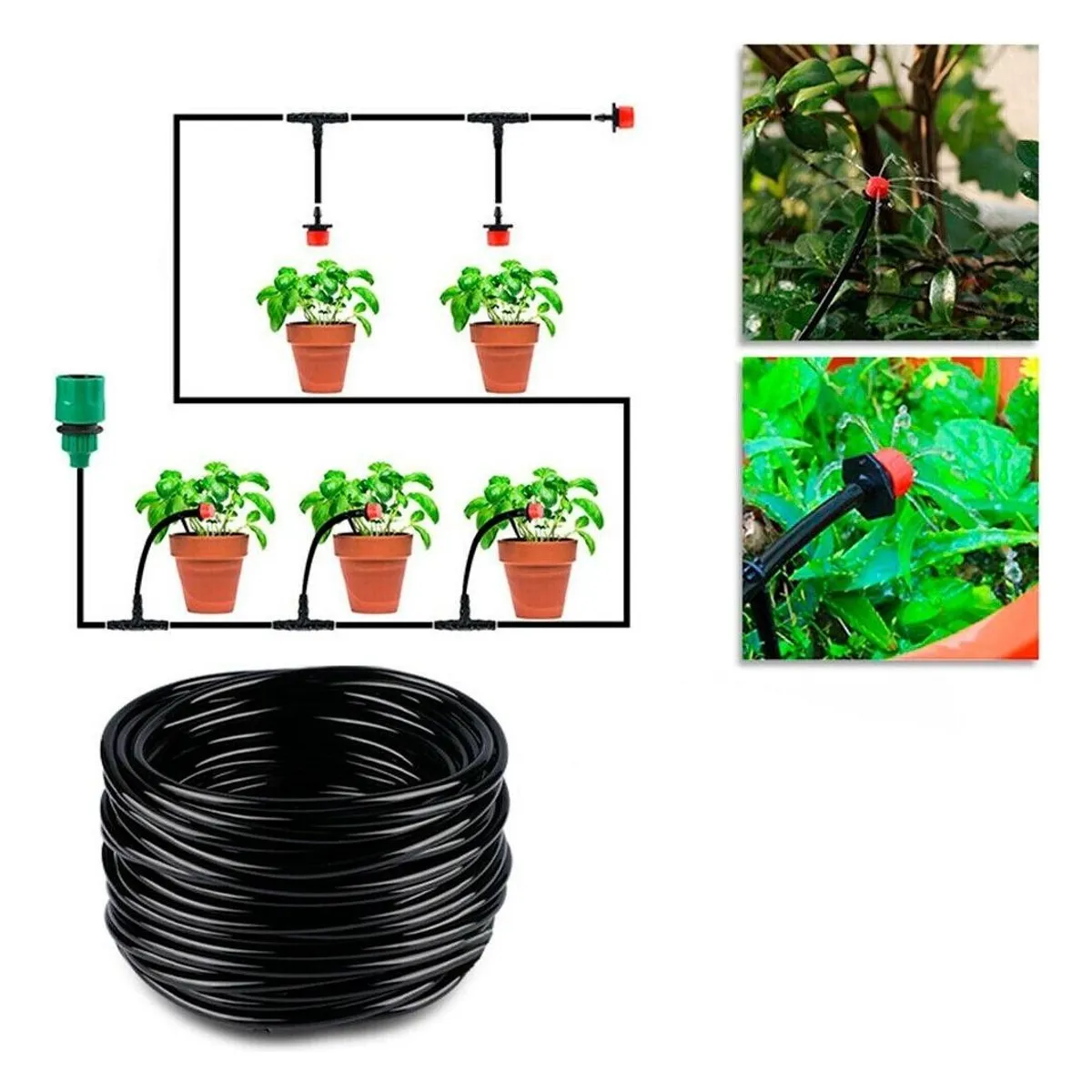 GENERICO - Kit de Riego por Goteo para Jardín 20m Manguera y Accesorios