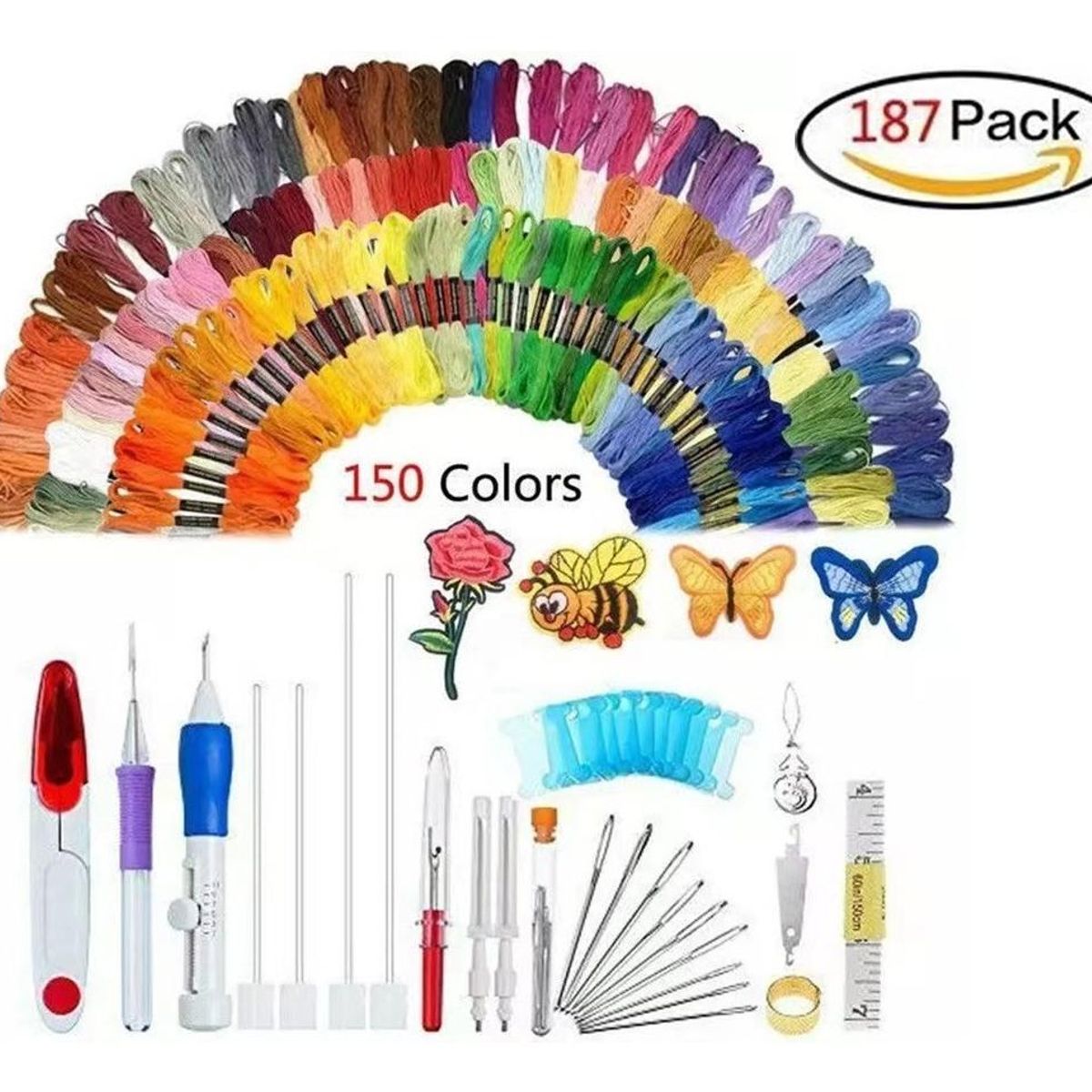 GENERICO - Kit de Agujas y Hilos para Bordar - 187 Piezas 150 Colores