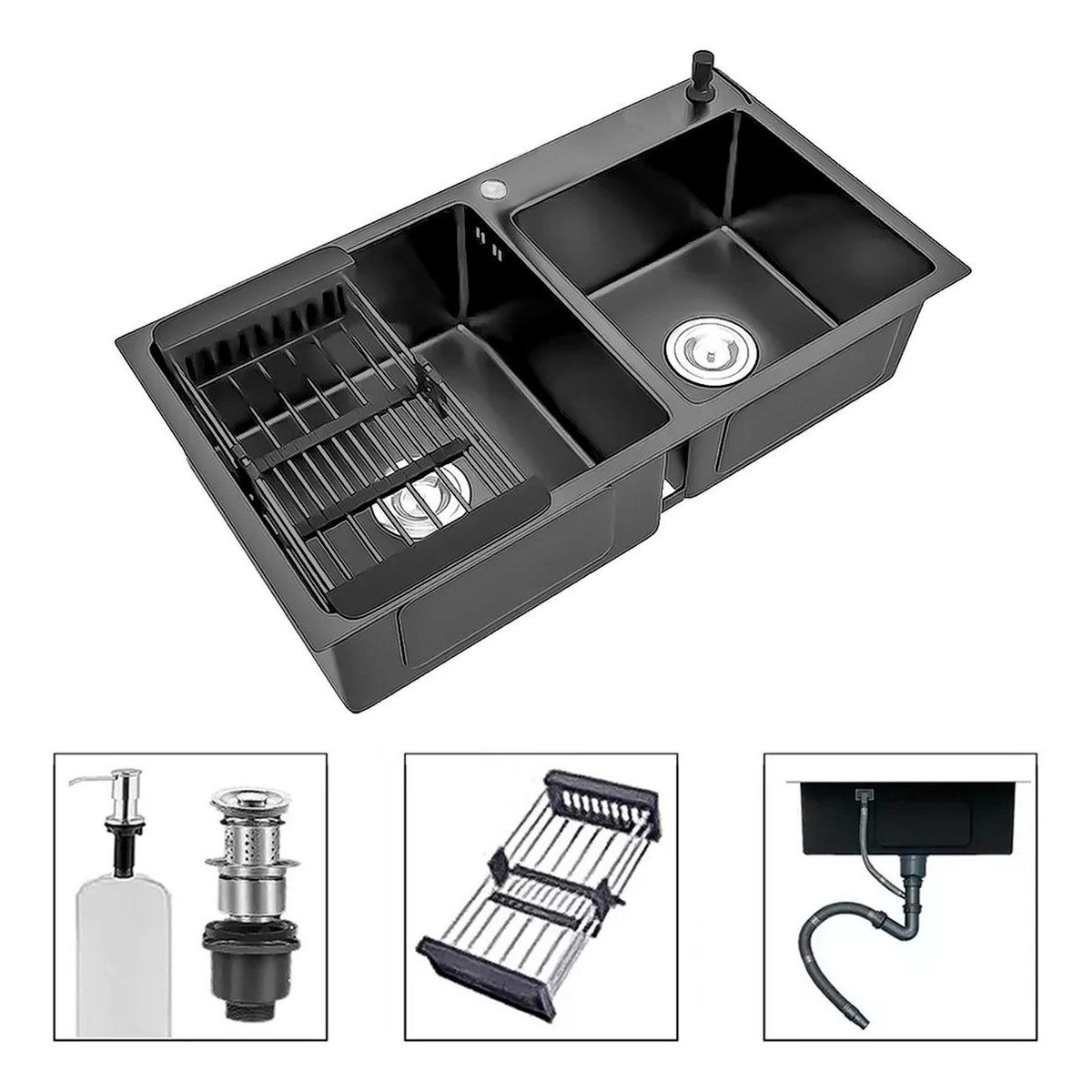 GENERICO - Lavaplatos Doble 78x43cm Acero Inoxidable Cepillado