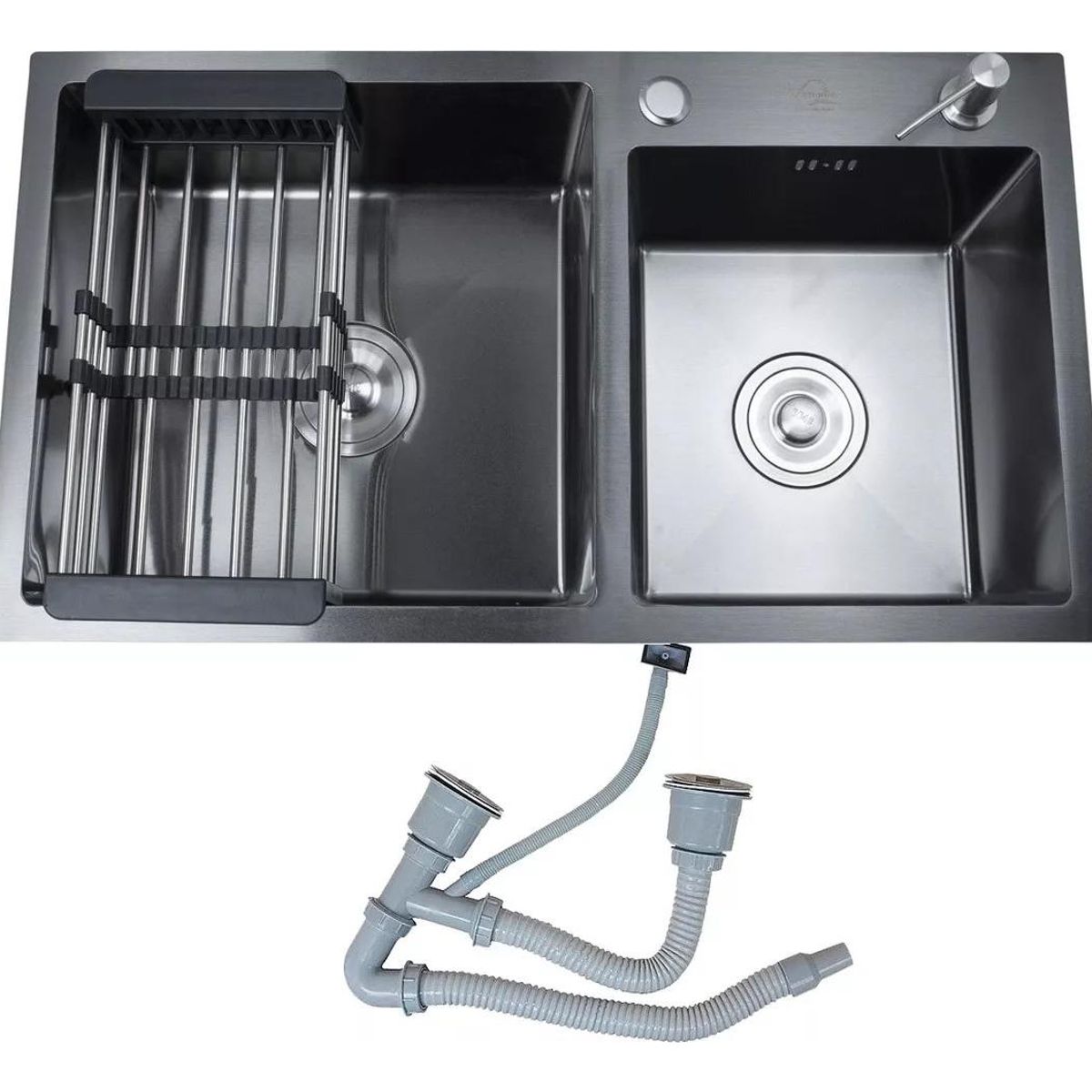 GENERICO - Lavaplatos Doble 78x43cm Acero Inoxidable Cepillado